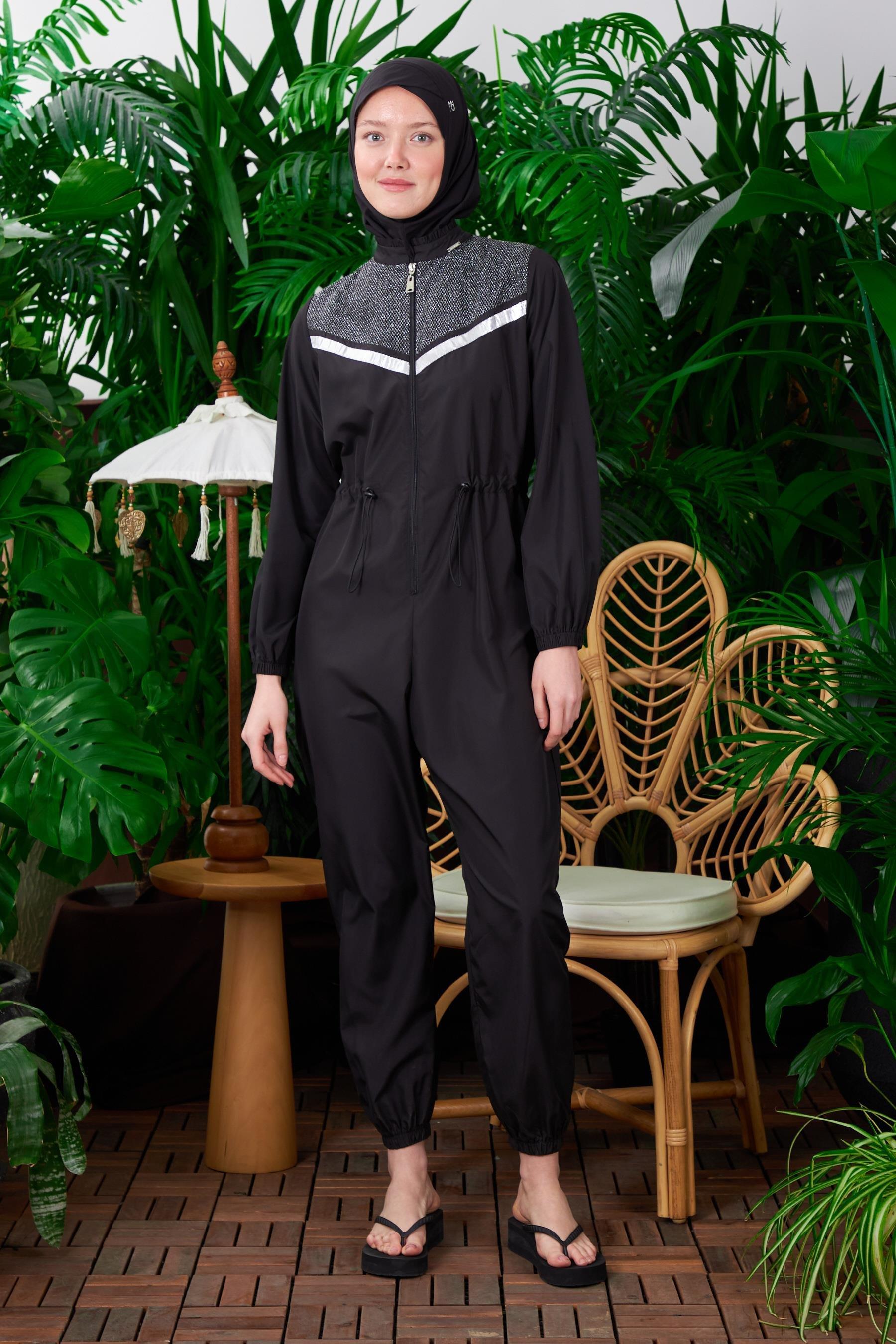 Moodbasic Yelekli Tulum Tesettür Mayo Sw36.235 - Siyah