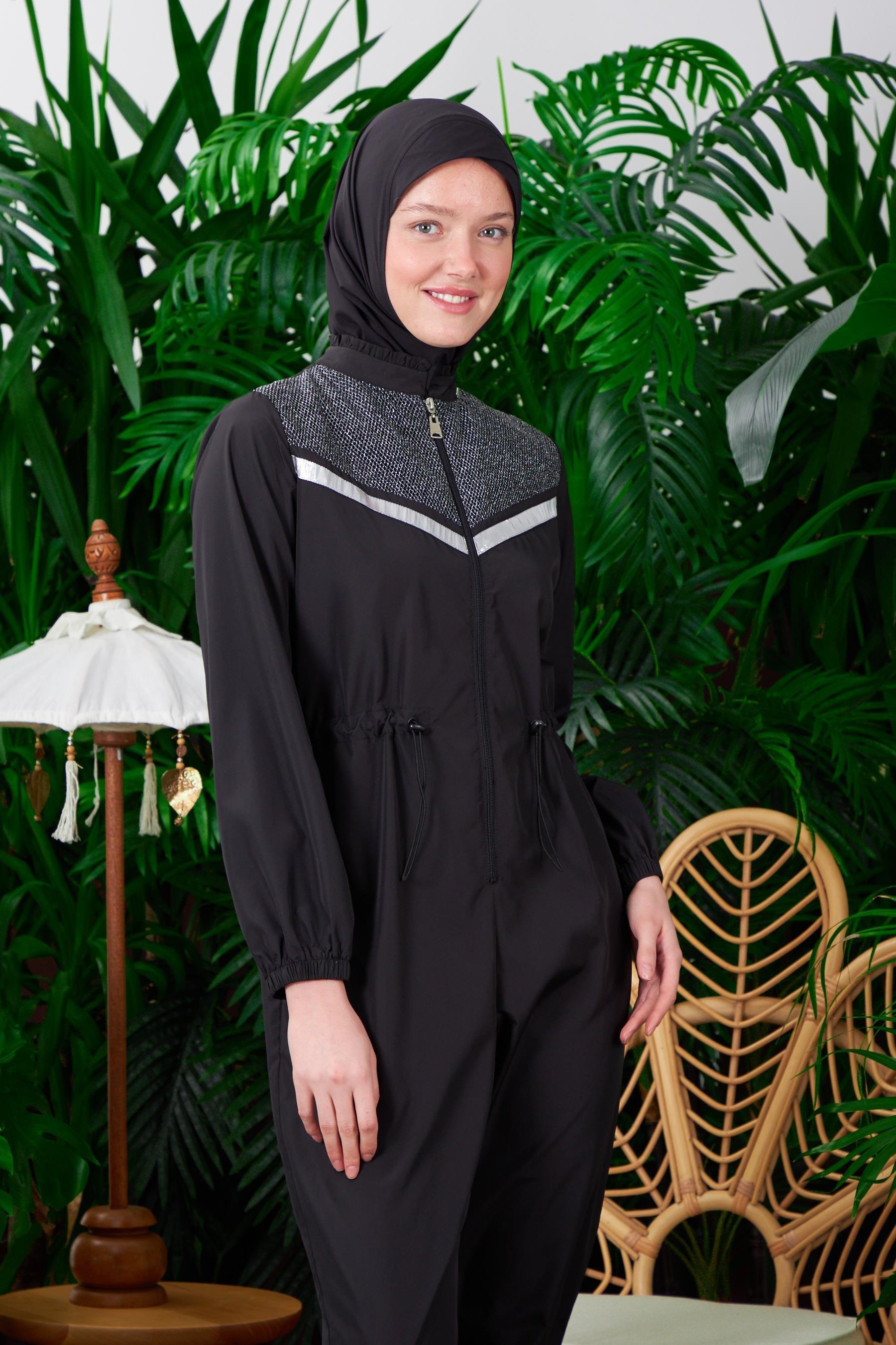 Moodbasic Yelekli Tulum Tesettür Mayo Sw36.235 - Siyah