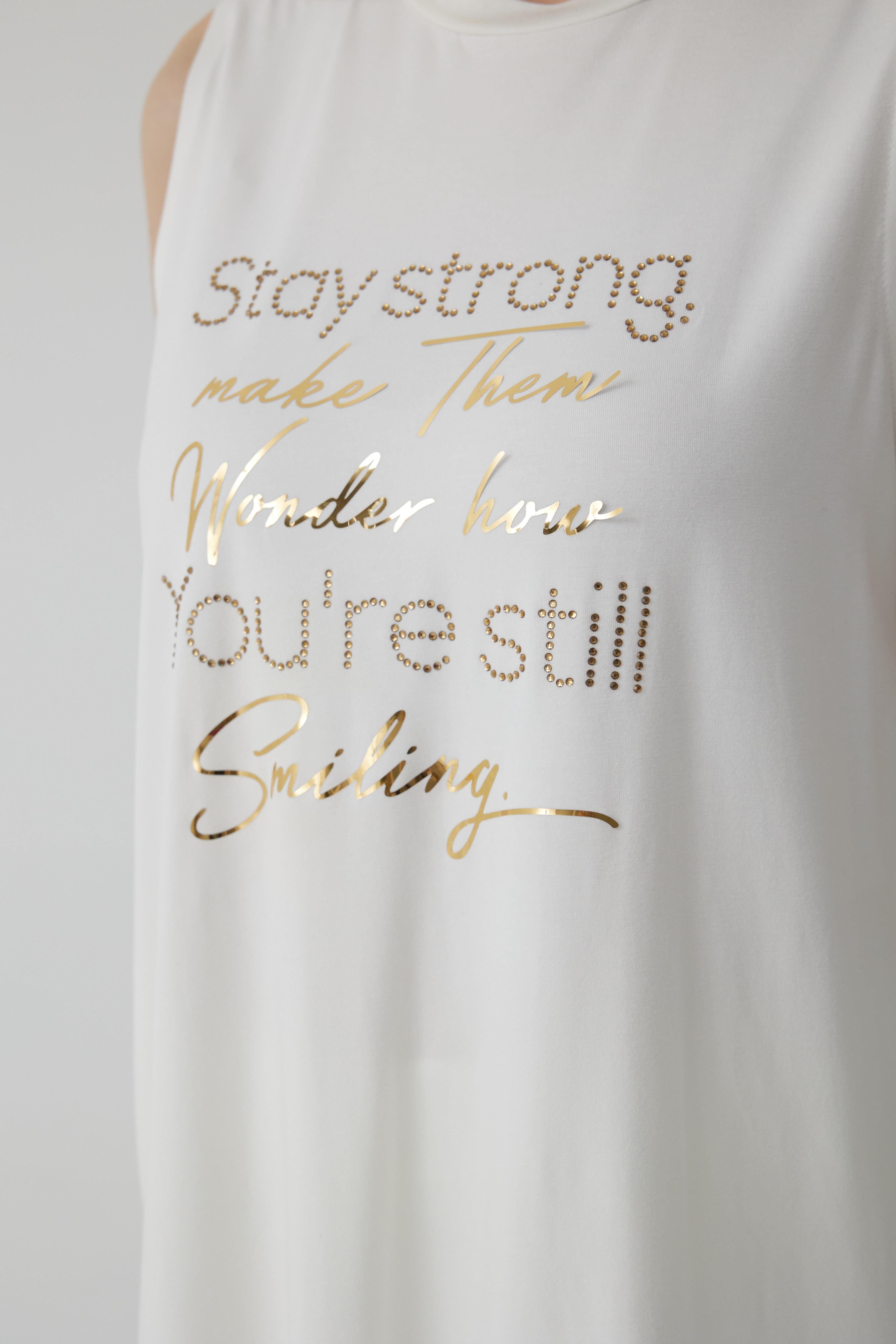 Parlak Baskılı Sıfır Kol Tshirt - Gold