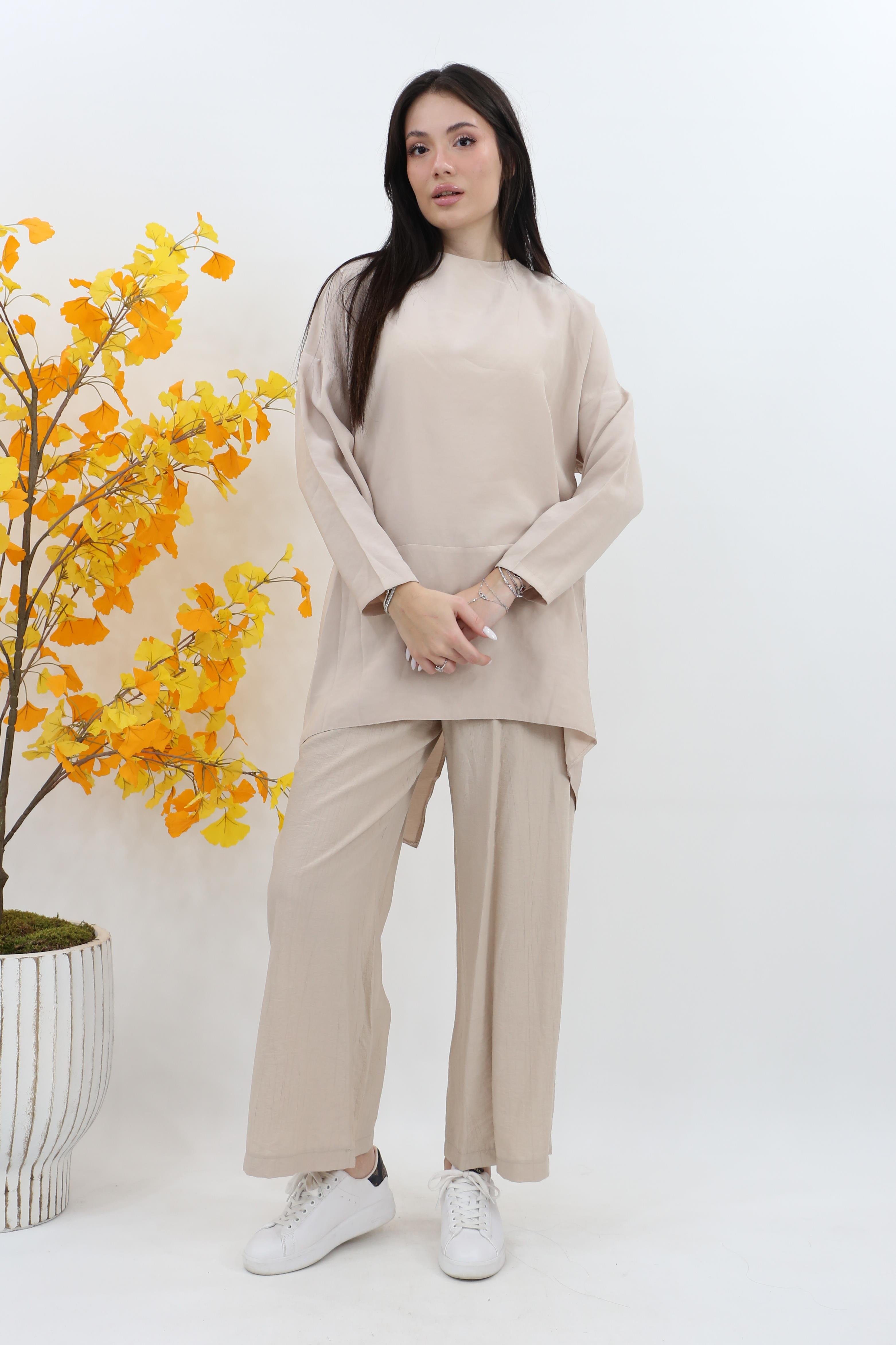 Puane Yumuşak Tuşeli Basic Tunik 10675 - Bej