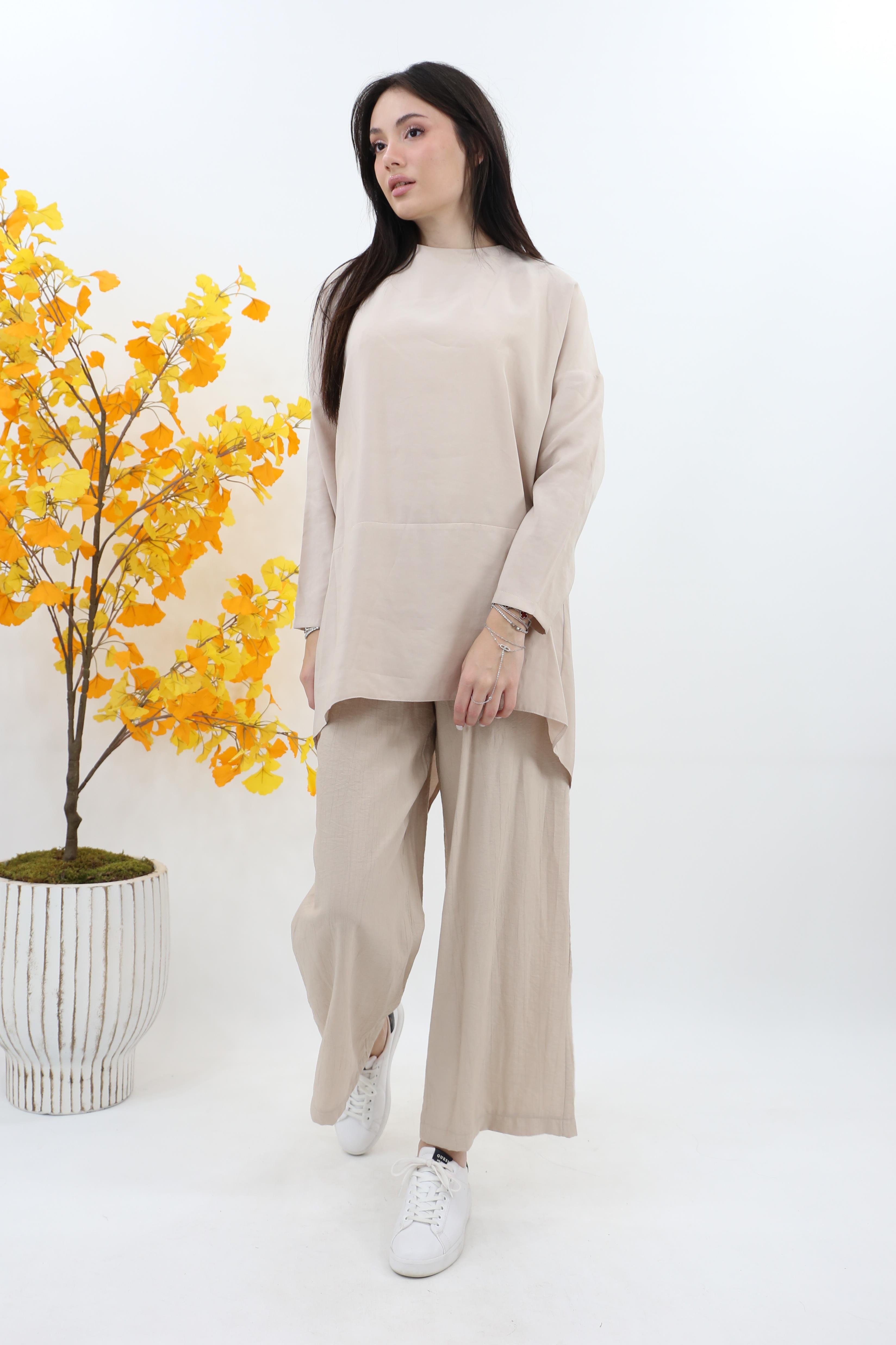Puane Yumuşak Tuşeli Basic Tunik 10675 - Bej