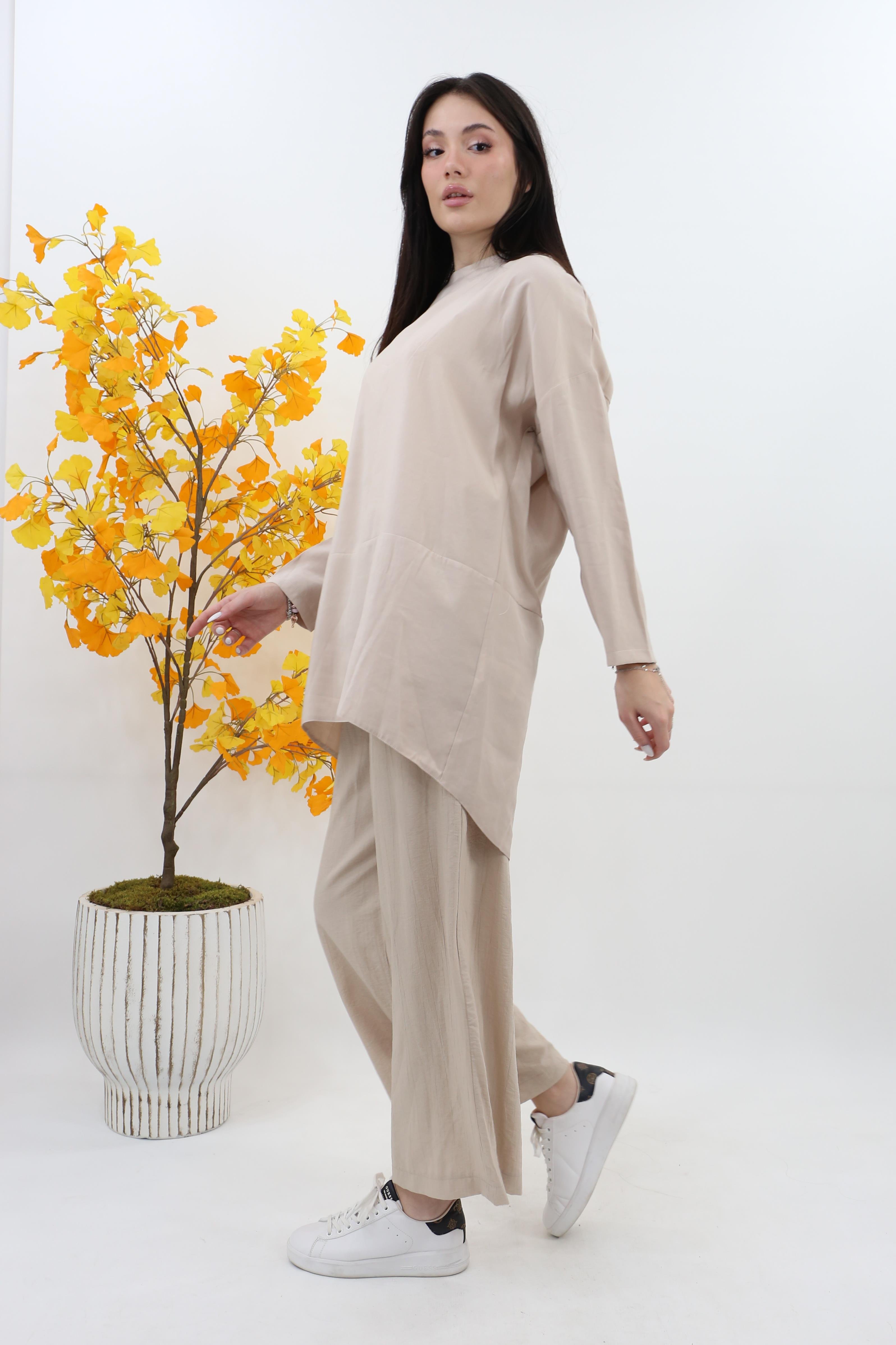 Puane Yumuşak Tuşeli Basic Tunik 10675 - Bej