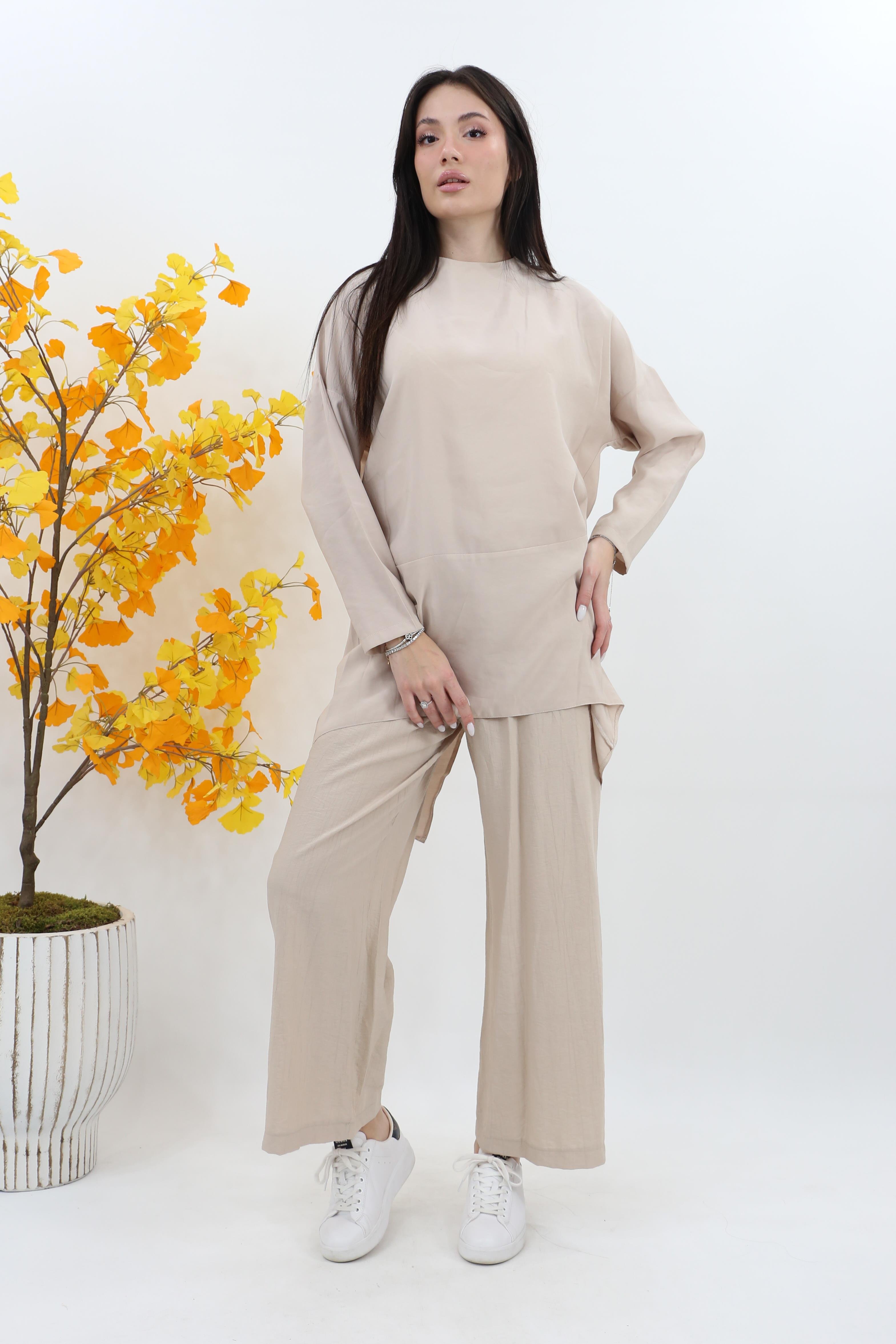 Puane Yumuşak Tuşeli Basic Tunik 10675 - Bej