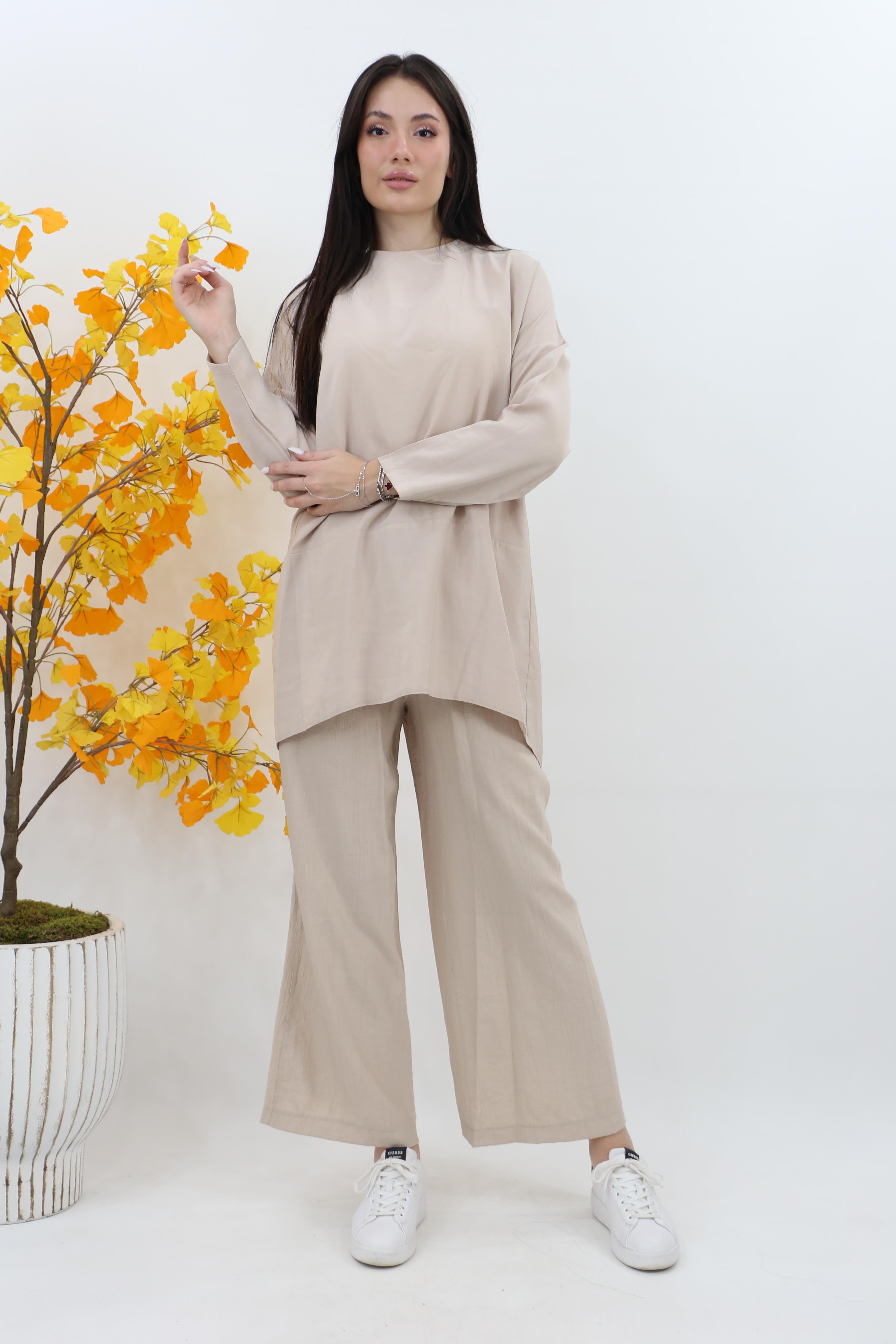Puane Yumuşak Tuşeli Basic Tunik 10675 - Bej