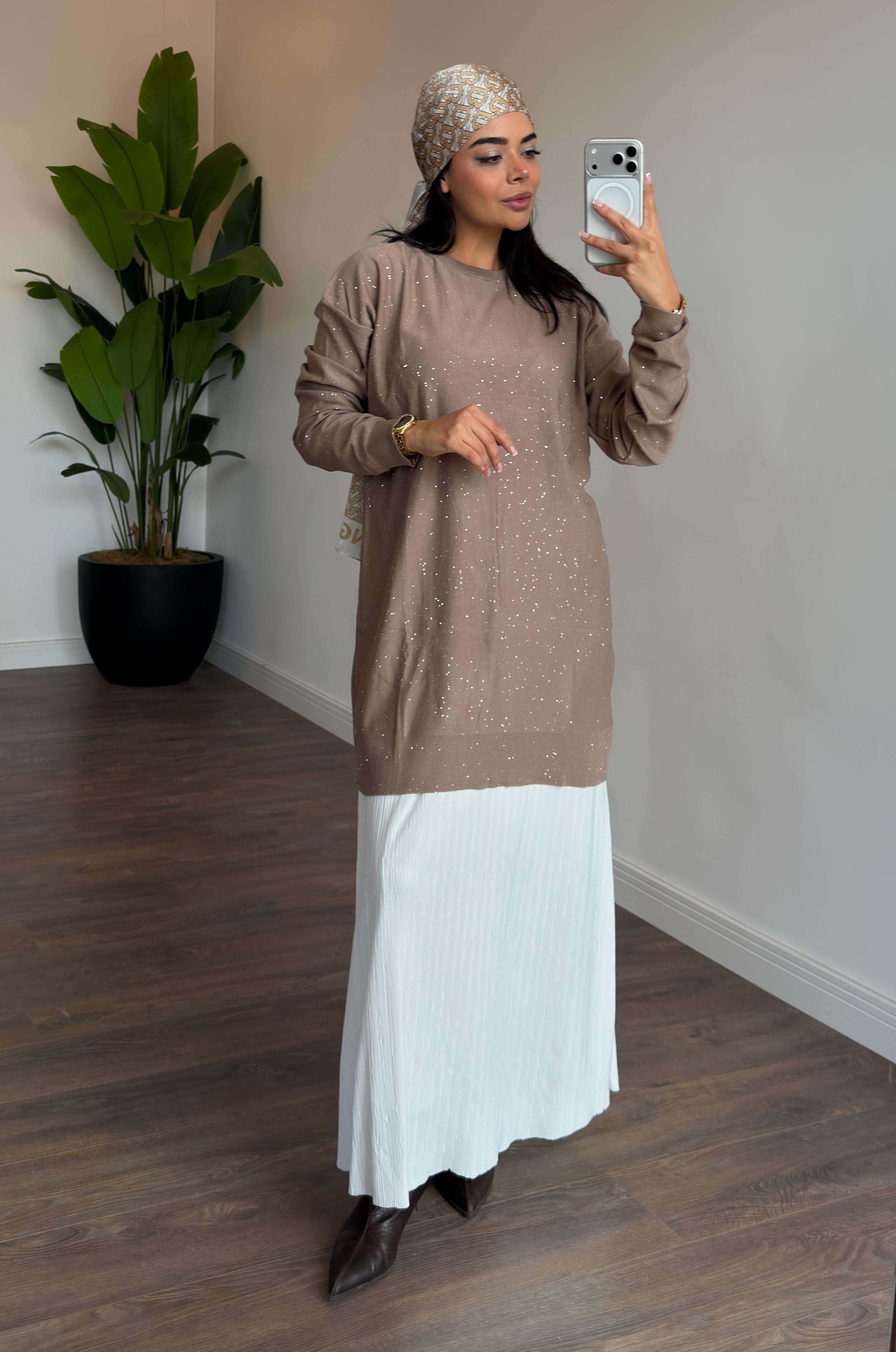 Pul Detaylı Oversize Tunik - vizon