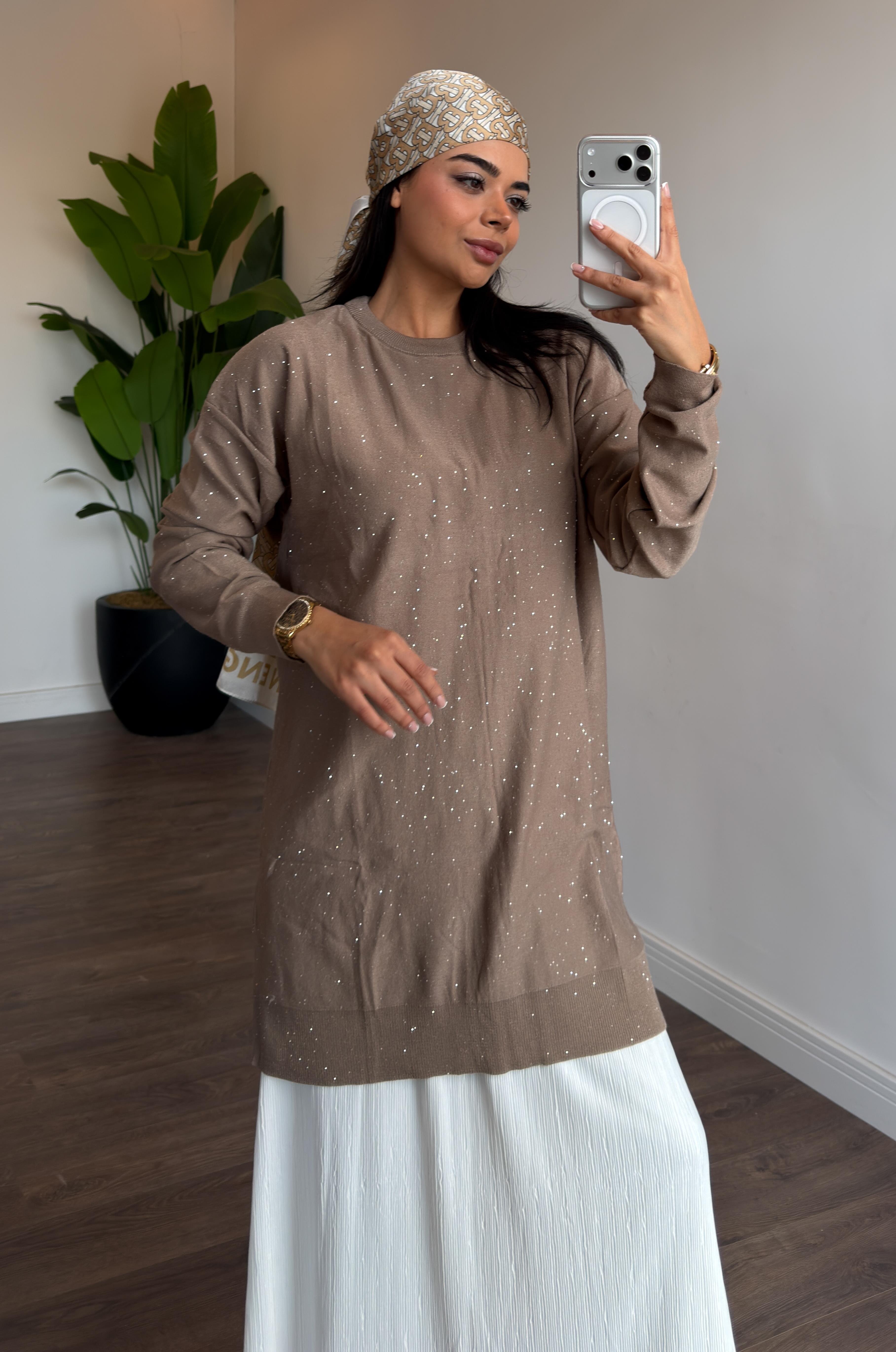 Pul Detaylı Oversize Tunik - vizon