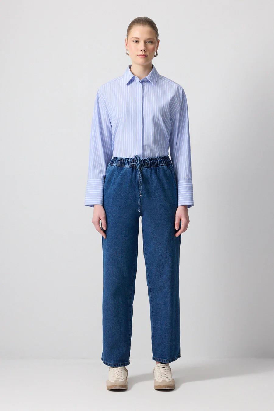 Touche Beli Lastikli Denim Pantolon - A.Denım