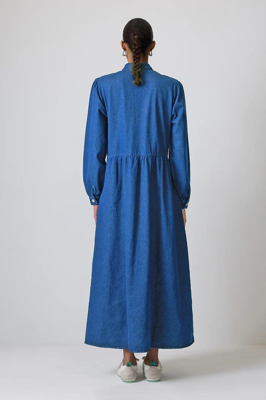 Touche Cep Detaylı Denim Elbise - Denım