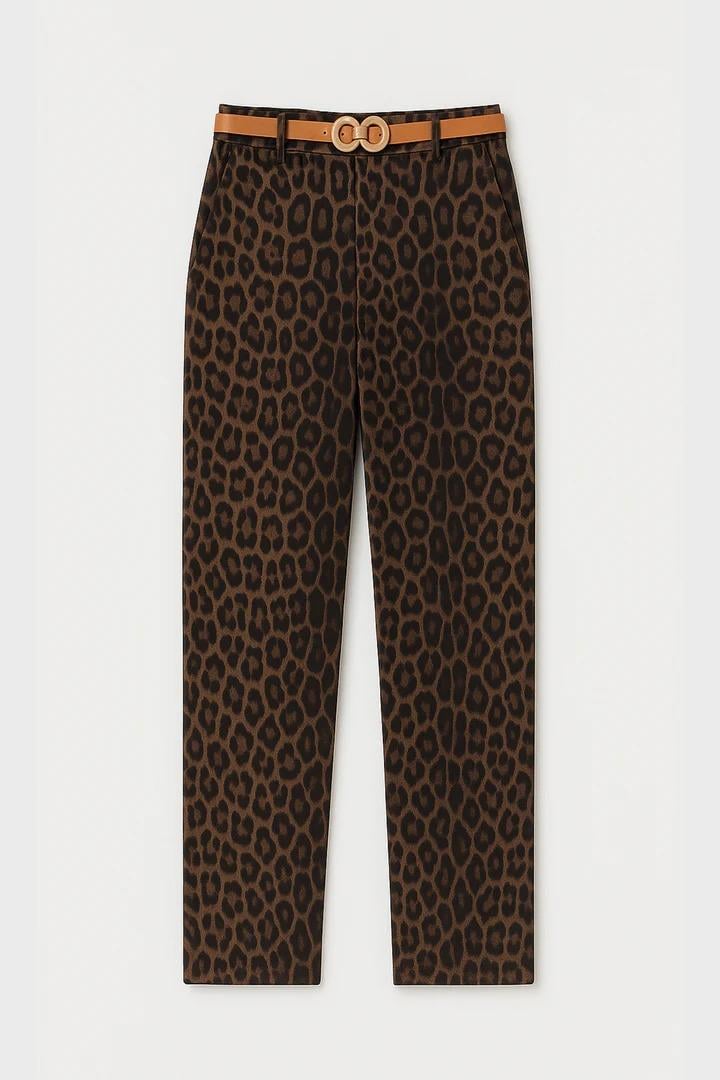 Touche Leopar Desenli Havuç Pantolon - Kahve