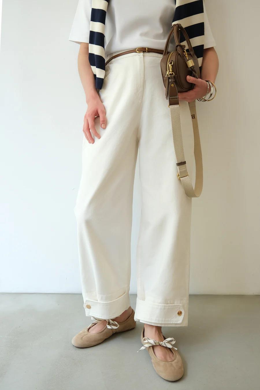 Touche Manşet Detaylı Gabardin Pantolon - Ekru
