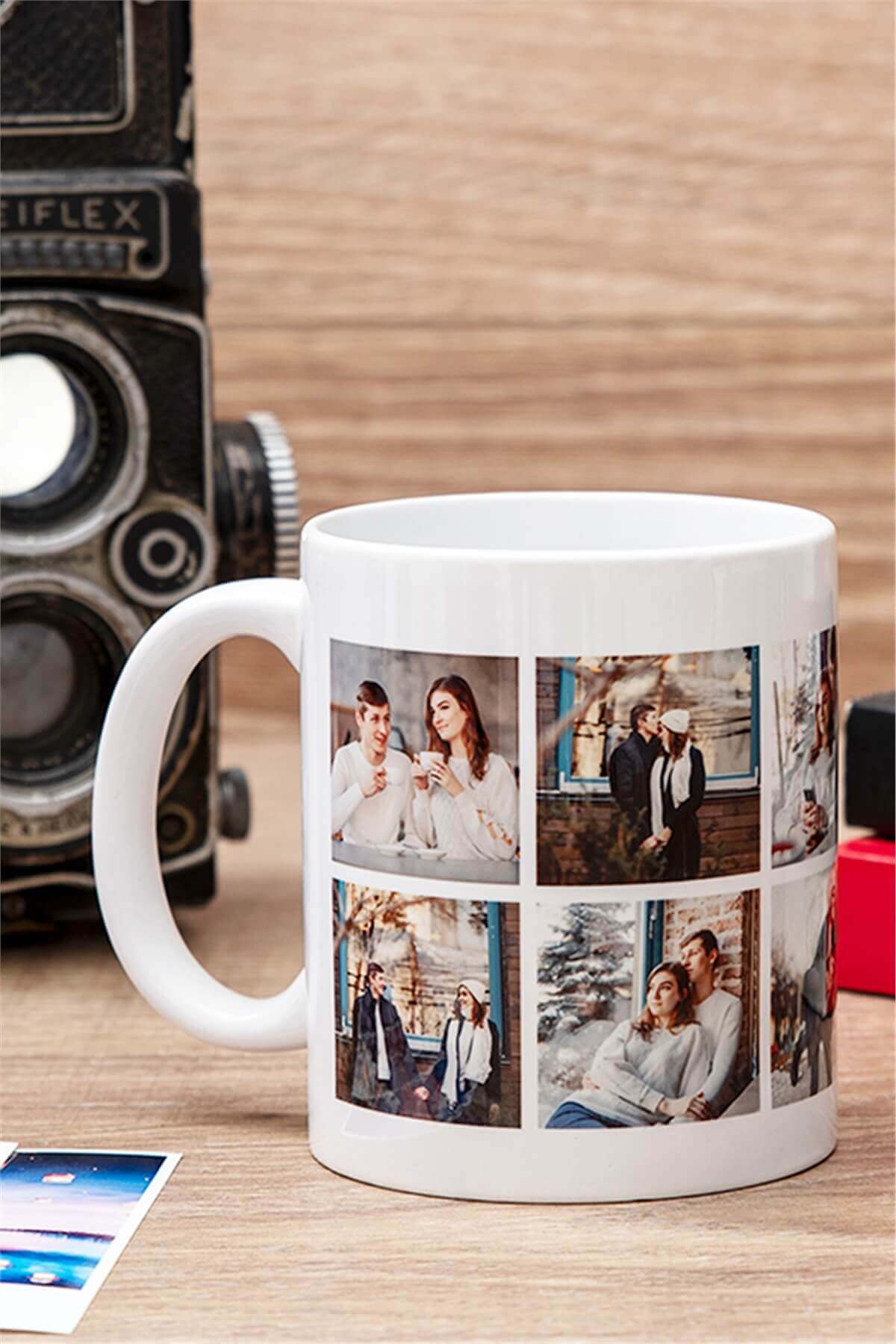 Kişiye Özel 10 Fotoğraflı Porselen Beyaz Kupa Bardak