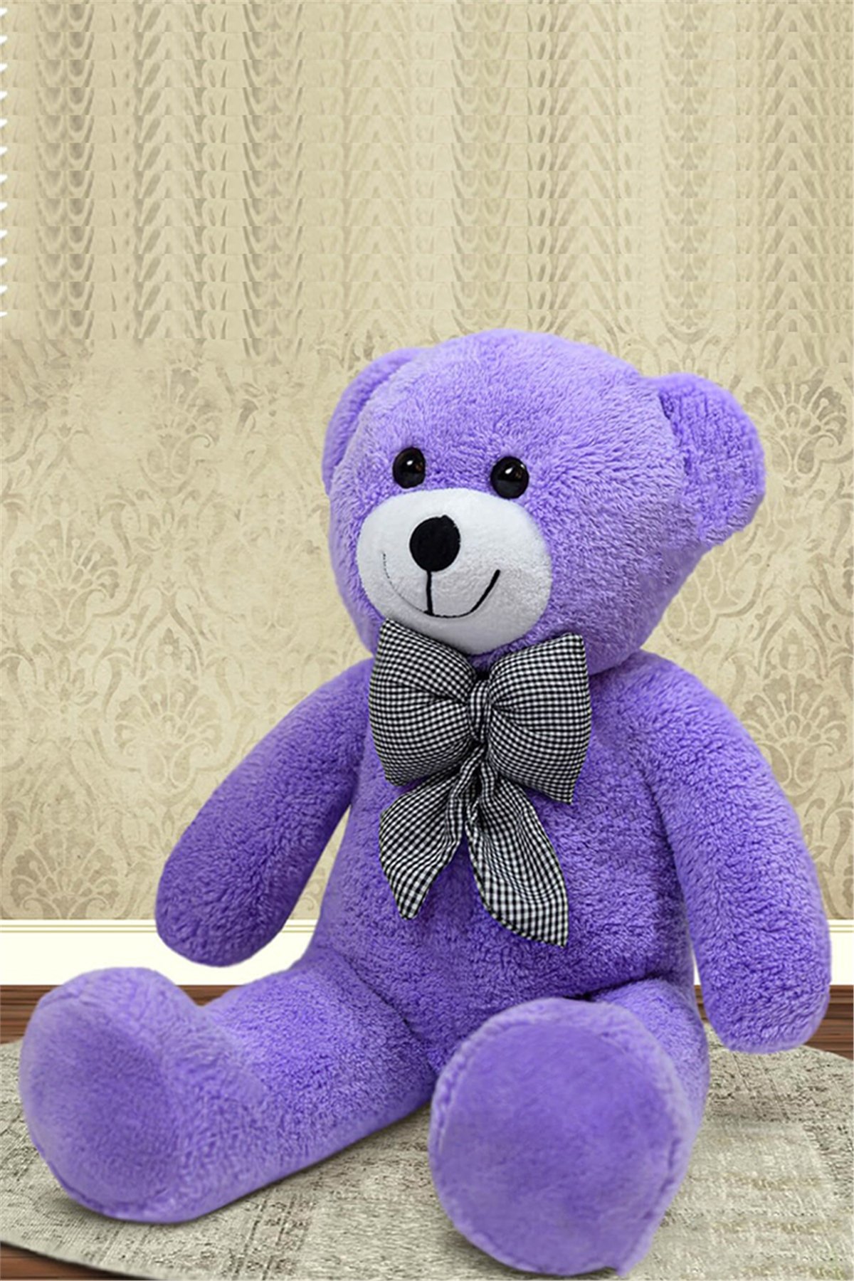 100 cm Papyonlu Mor Peluş Ayıcık