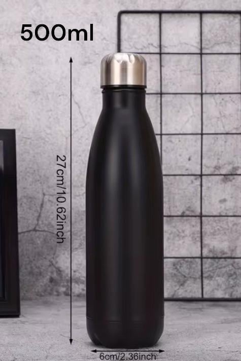 500ml Siyah Çevirmeli Kapaklı Promosyon Çelik Termos Şişe