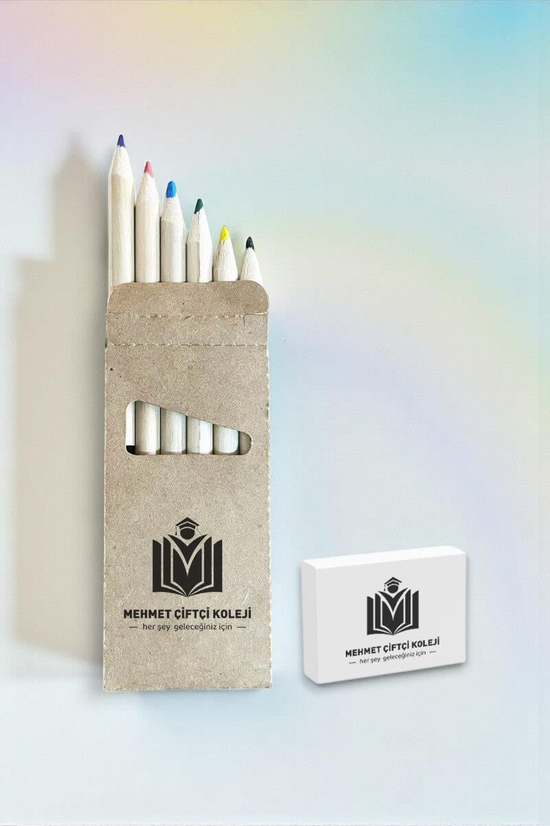 6lı Boya Kalemi ve Silgi İkili Promosyon Set