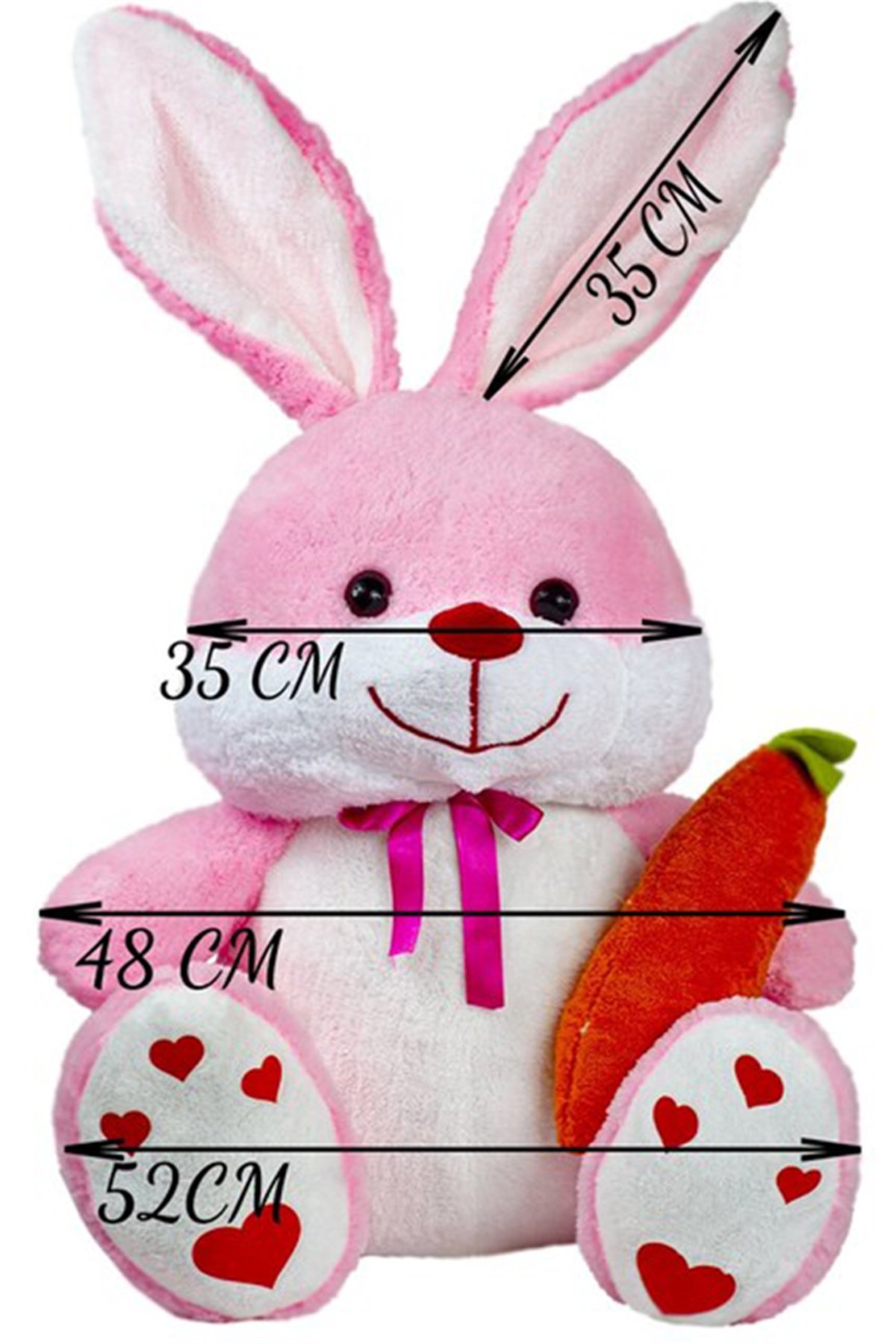 80 cm Havuçlu Pembe Peluş Tavşan