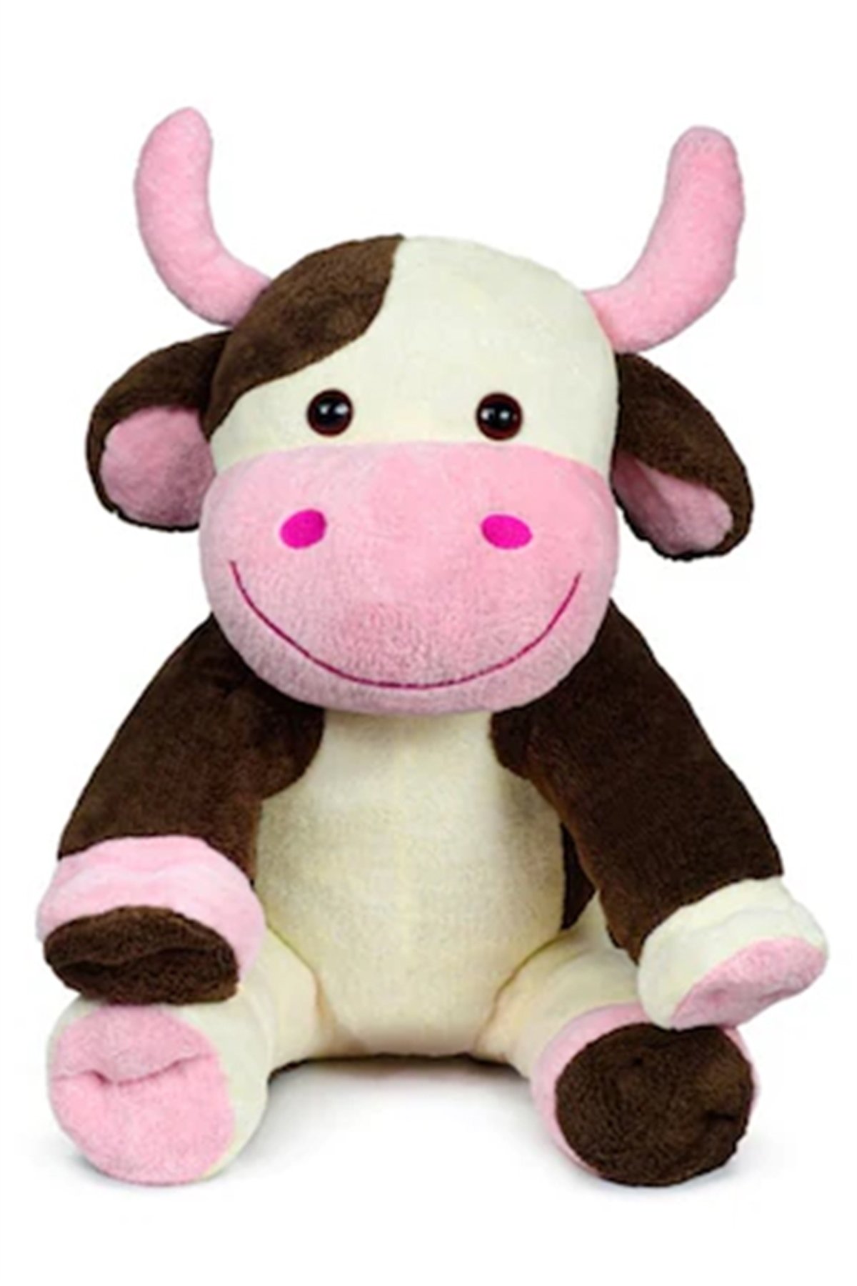 80 cm Oturan Kahverengi Peluş İnek