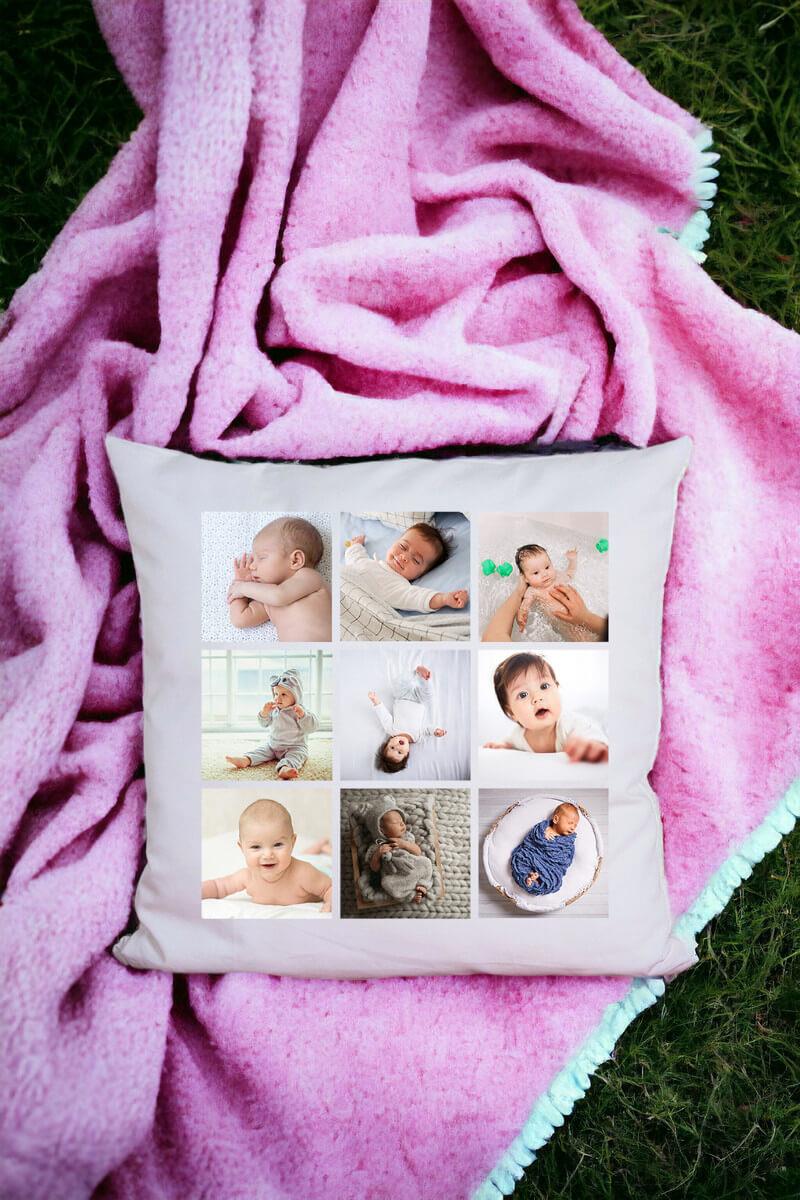 9 Fotoğraflı Kişiye Özel Saten Kare Yastık