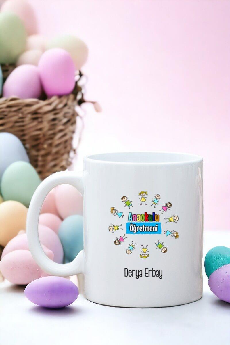 Anaokulu Öğretmenine Hediye Beyaz Kupa Bardak