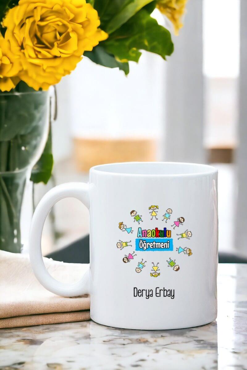 Anaokulu Öğretmenine Hediye Beyaz Kupa Bardak