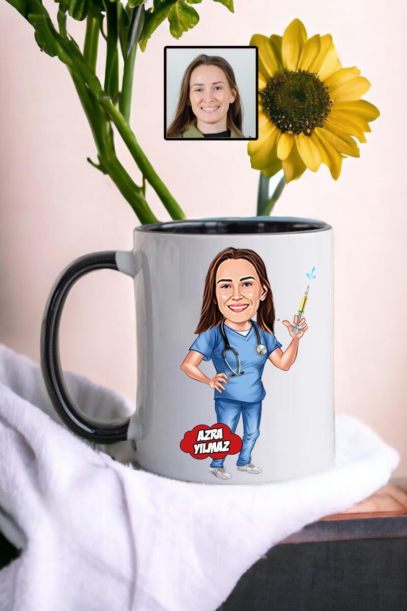 Anestezi Doktoruna Hediye Kişiye Özel Karikatürlü Kupa Bardak