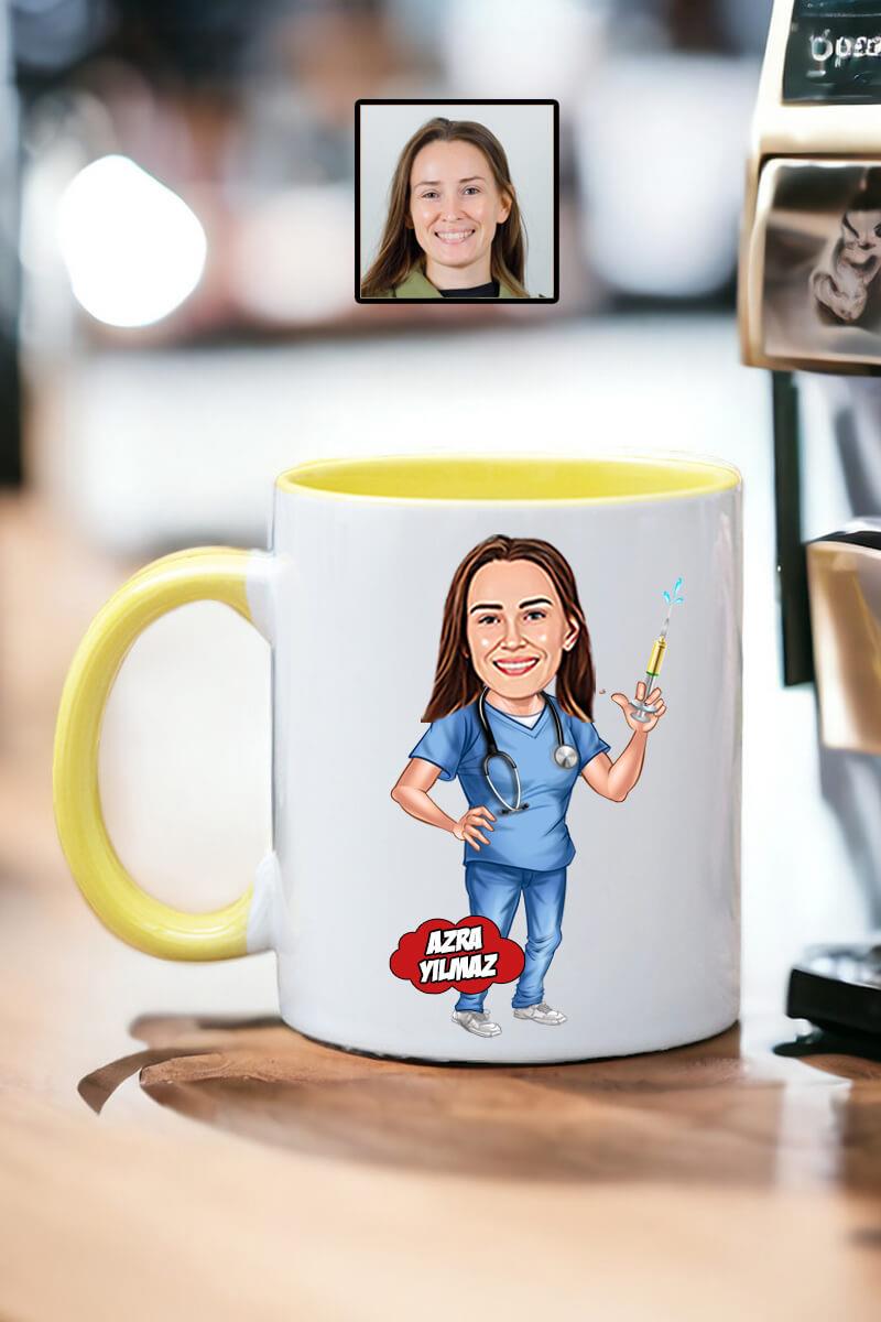 Anestezi Doktoruna Hediye Kişiye Özel Karikatürlü Kupa Bardak