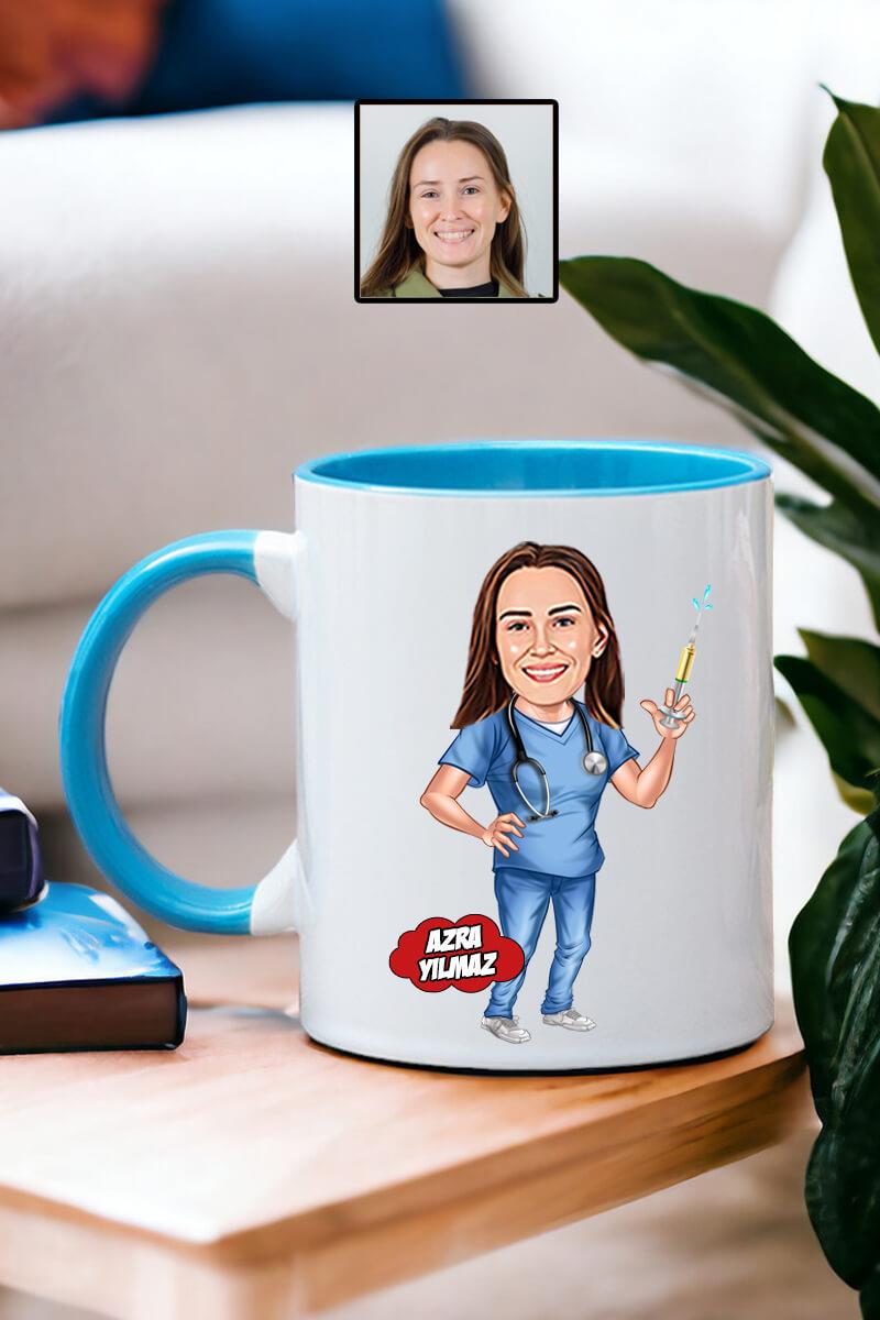 Anestezi Doktoruna Hediye Kişiye Özel Karikatürlü Kupa Bardak