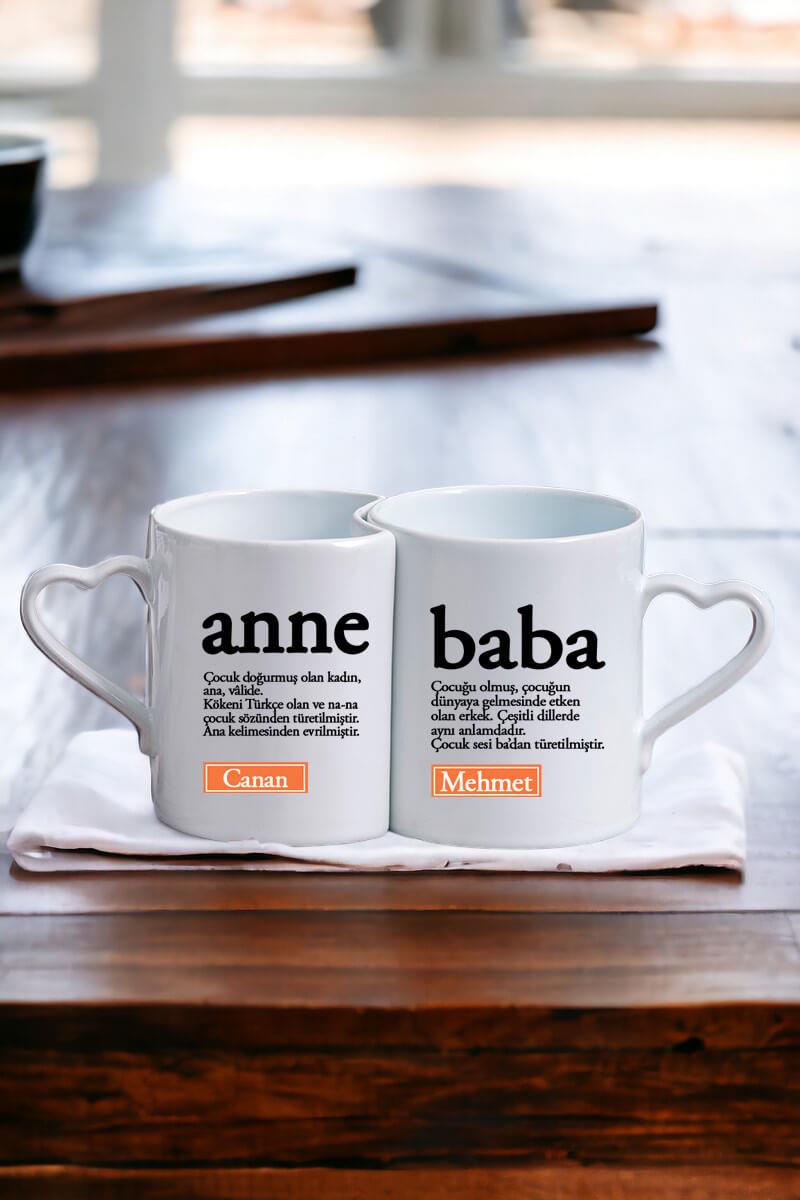 Anne Baba Yazılı Kupa Bardak Seti