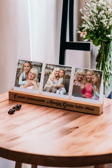 Anneanneye Babaanneye Hediye Anneler Günü Mesajlı Ahşap Stand