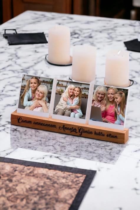 Anneanneye Babaanneye Hediye Anneler Günü Mesajlı Ahşap Stand