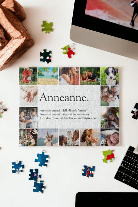Anneanneye Hediye Fotoğraflı Kolaj Tasarım Dikdörtgen Puzzle