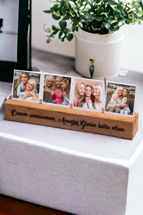 Anneanneye Hediye Masaüstü Fotoğraflı Ahşap Stand