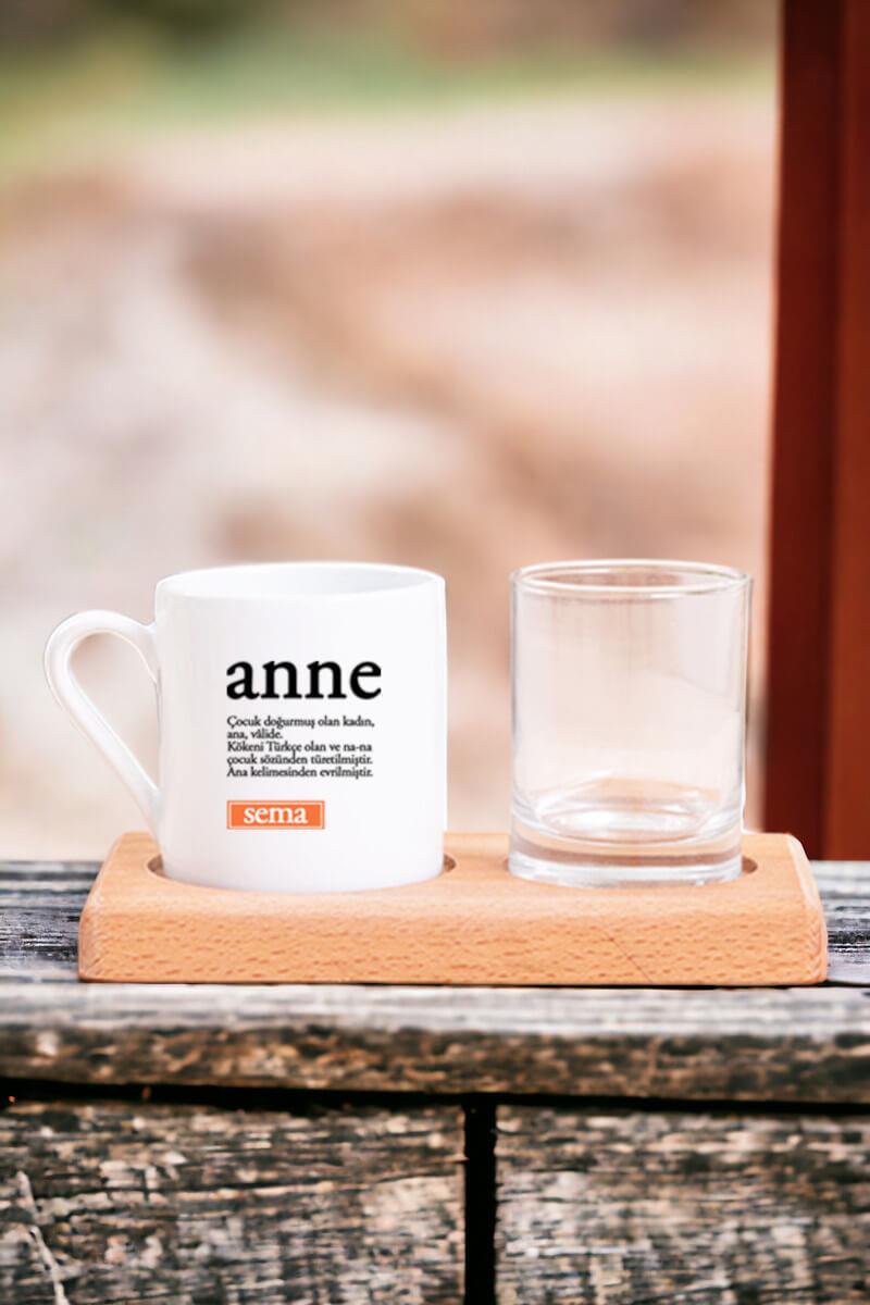 Anneler Günü Hediyesi Ahşap Sunumlu Türk Kahvesi Fincanı