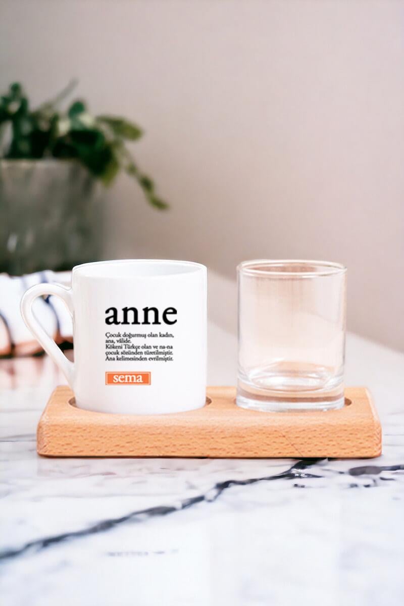 Anneler Günü Hediyesi Ahşap Sunumlu Türk Kahvesi Fincanı