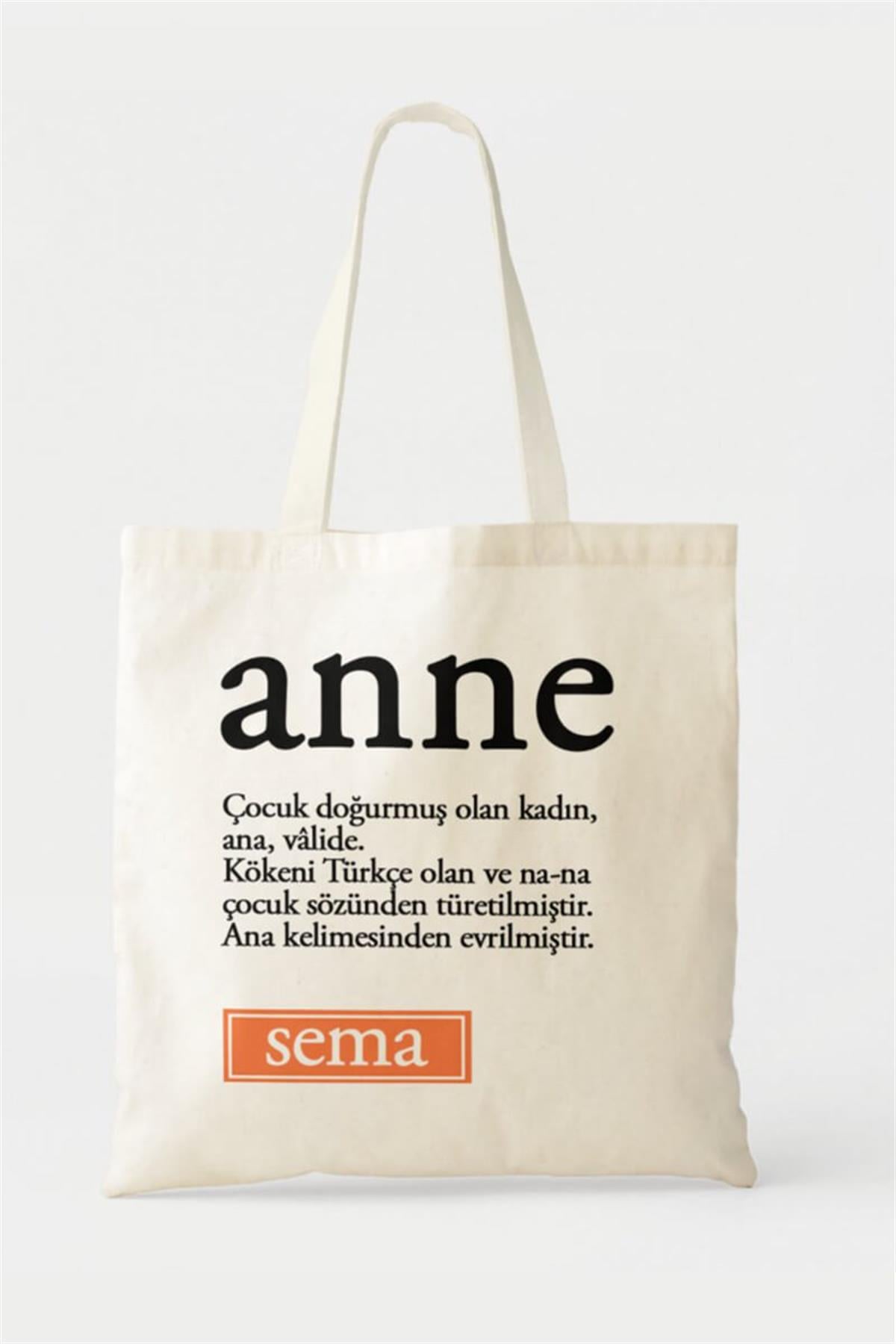 Anneler Günü Hediyesi Anne Kelime Anlamı Yazılı Bez Çanta