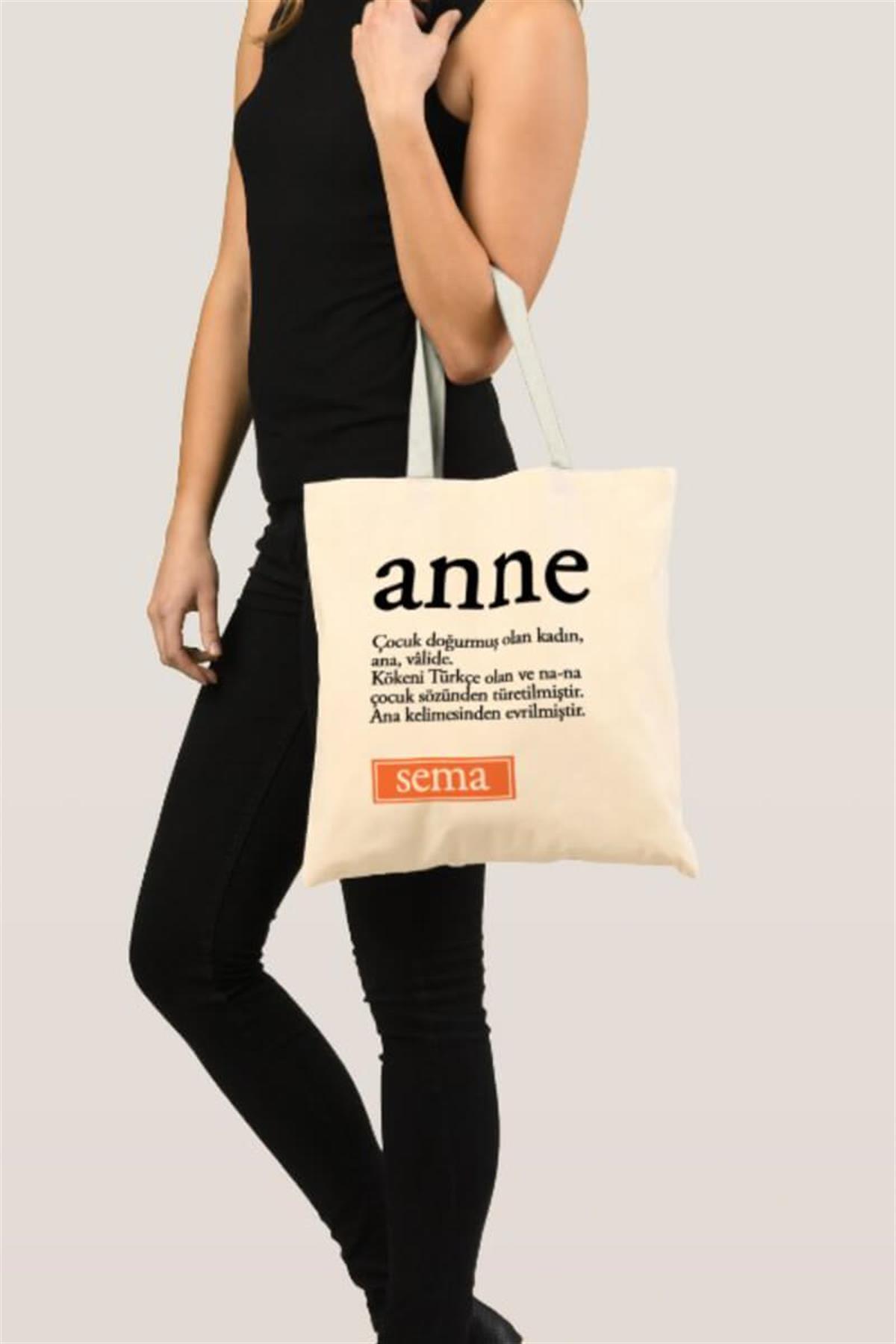 Anneler Günü Hediyesi Anne Kelime Anlamı Yazılı Bez Çanta