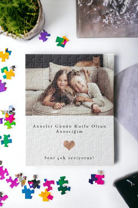 Anneler Günü Hediyesi Fotoğraflı ve Mesajlı Dikdörtgen Puzzle