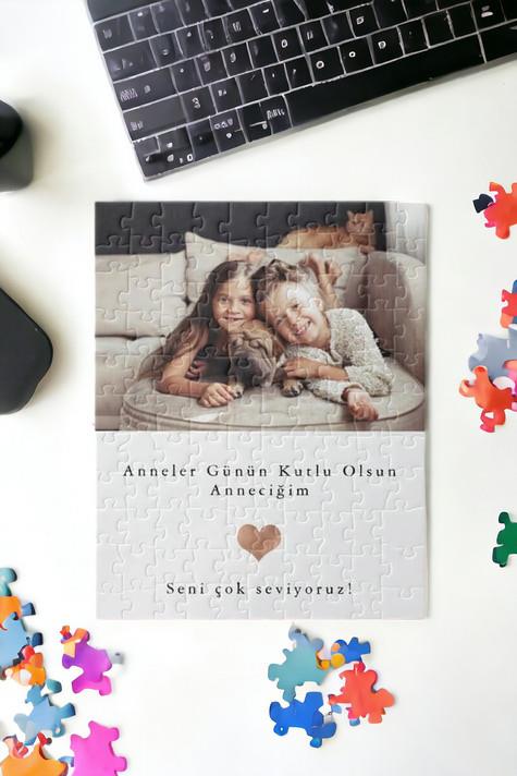 Anneler Günü Hediyesi Fotoğraflı ve Mesajlı Dikdörtgen Puzzle