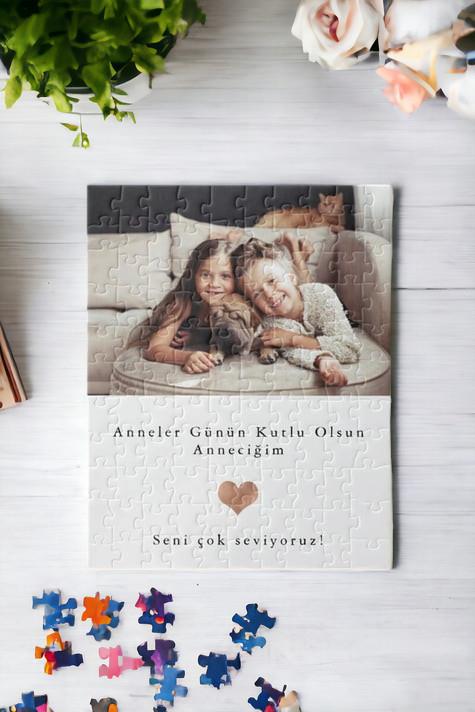 Anneler Günü Hediyesi Fotoğraflı ve Mesajlı Dikdörtgen Puzzle