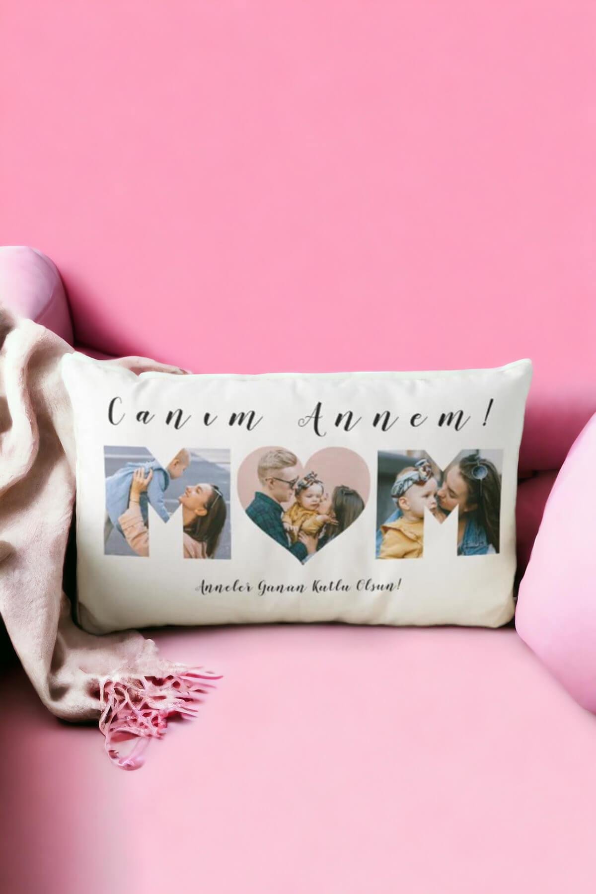 Anneler Günü Hediyesi Mom Tasarım Dikdörtgen Yastık