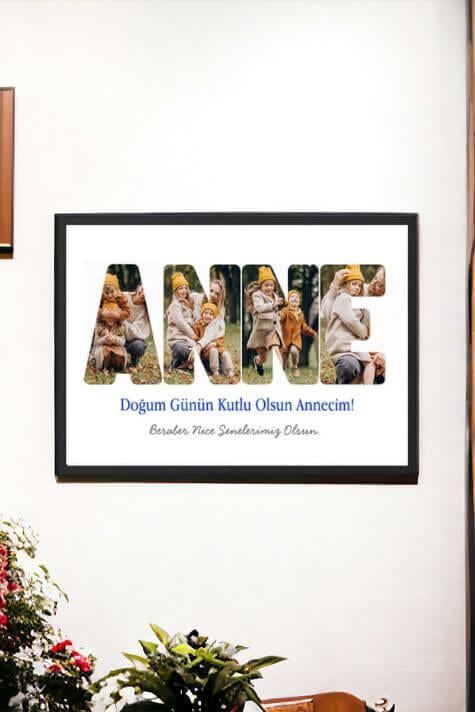 Anneye Doğum Günü Hediyesi Fotoğraflı ve Mesajlı Hediyelik Çerçeve