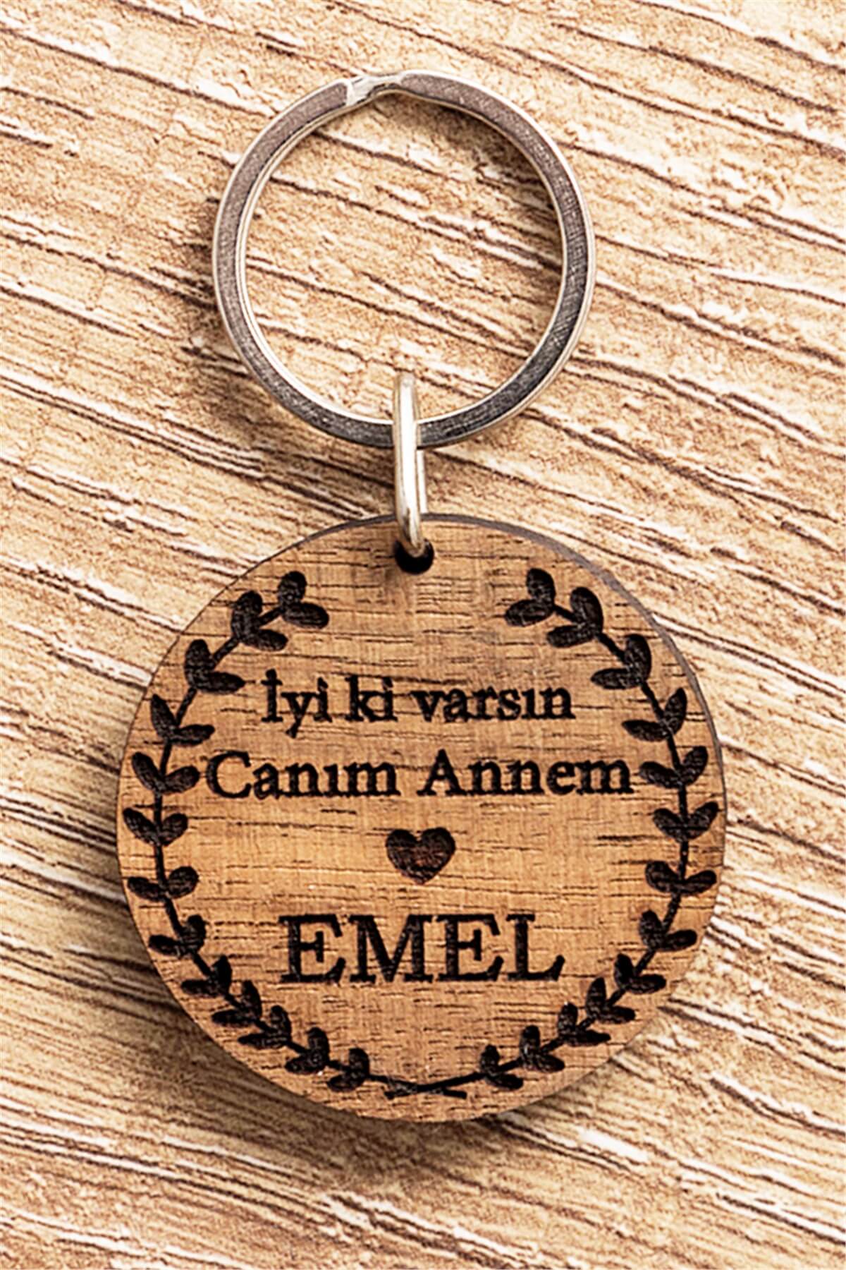 Anneye Hediye Özel Tasarım Ahşap Anahtarlık