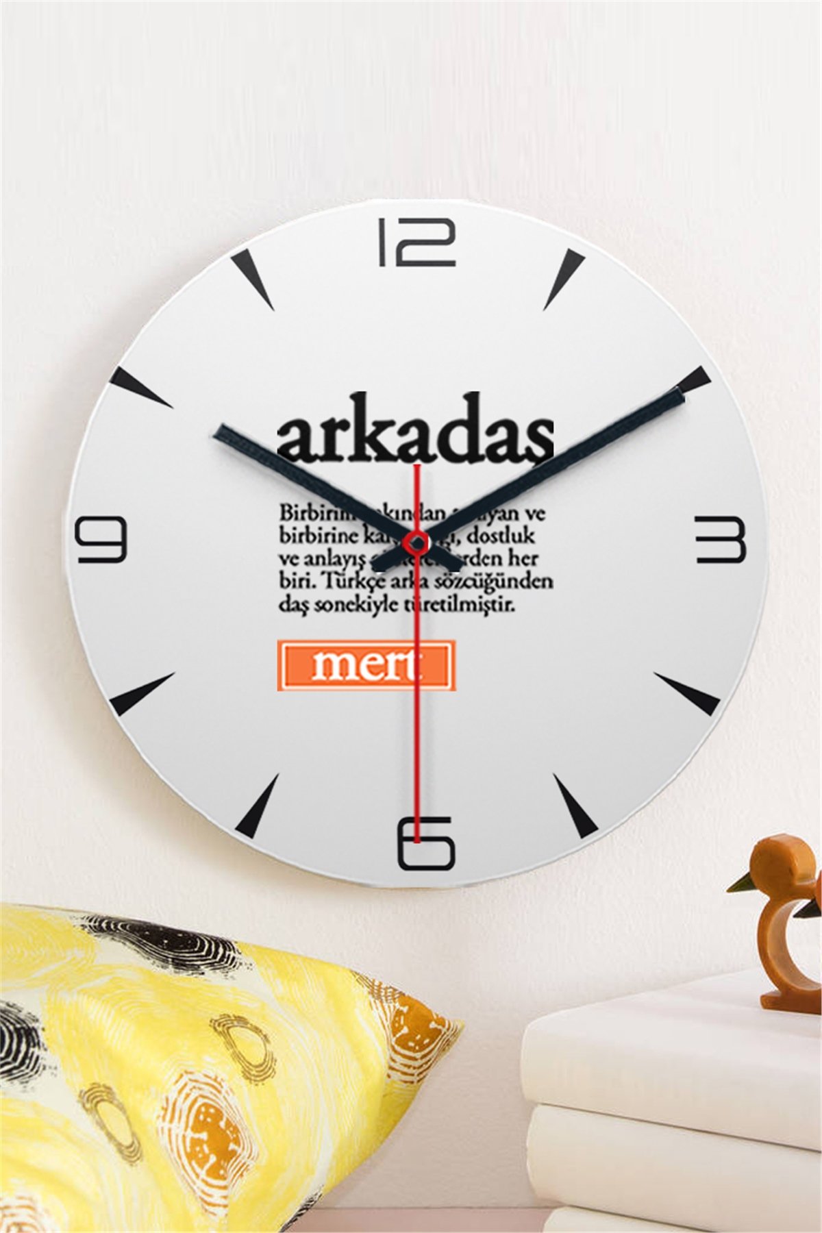 Arkadaş Kelime Anlamı Ahşap Duvar Saati