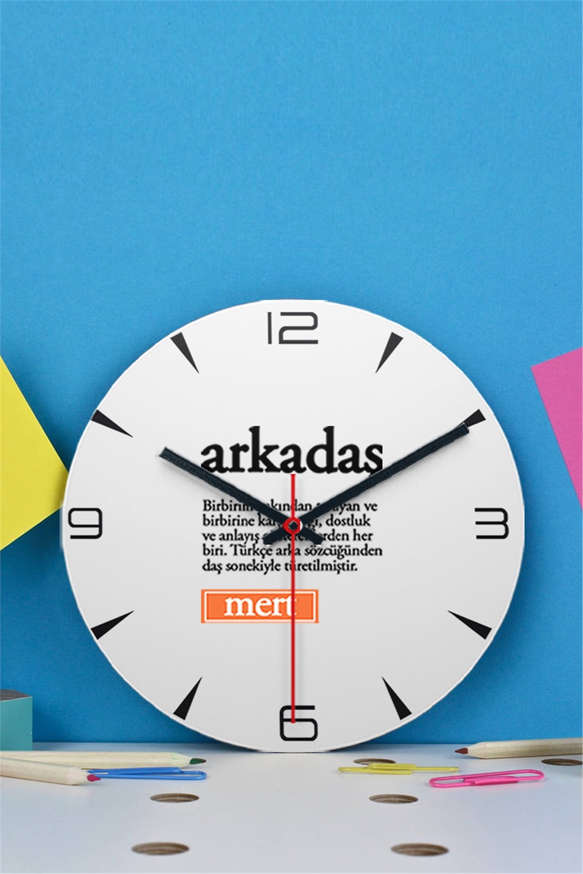 Arkadaş Kelime Anlamı Ahşap Duvar Saati