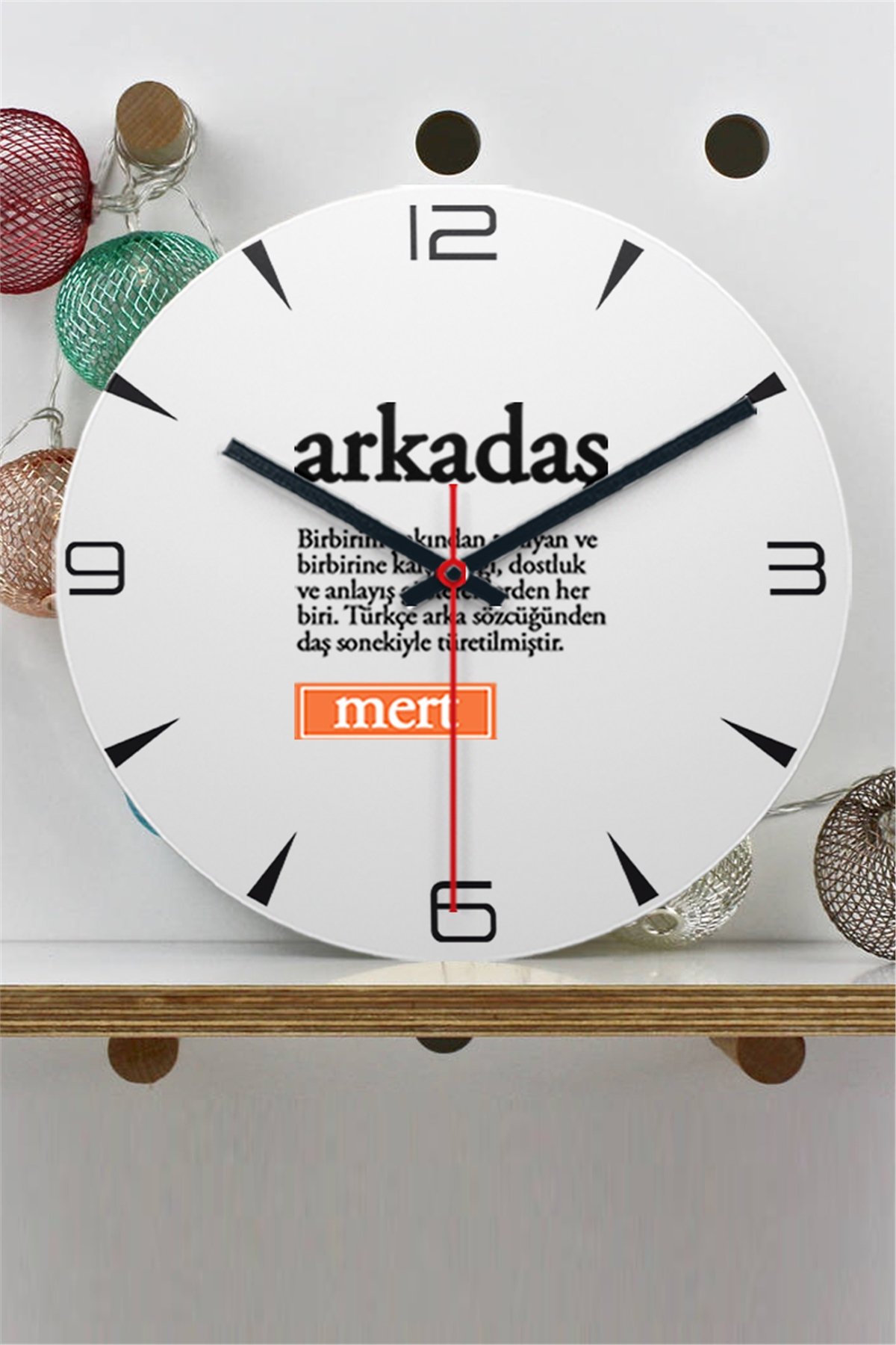 Arkadaş Kelime Anlamı Ahşap Duvar Saati
