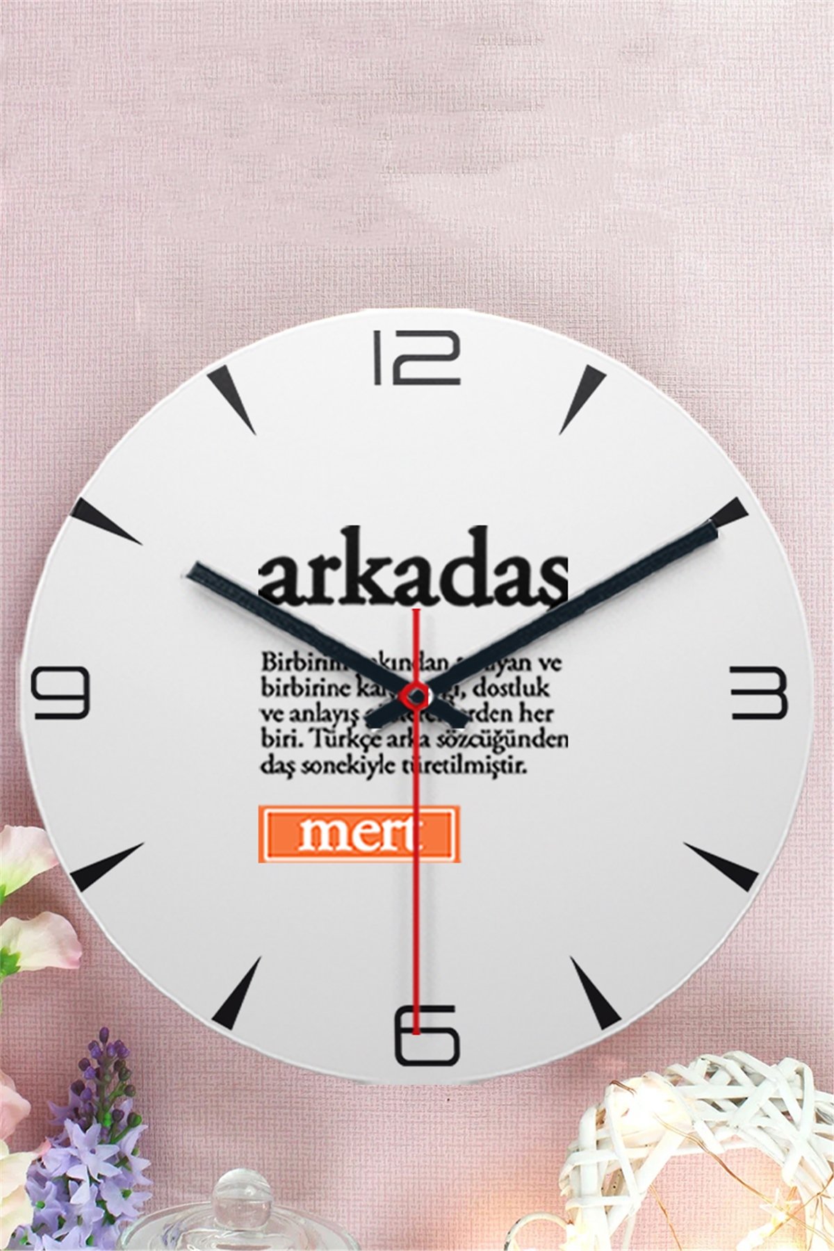 Arkadaş Kelime Anlamı Ahşap Duvar Saati