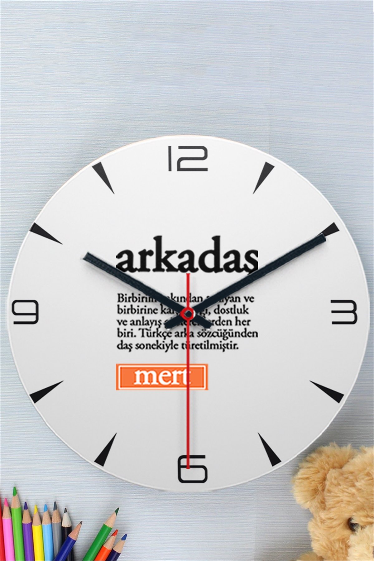 Arkadaş Kelime Anlamı Ahşap Duvar Saati