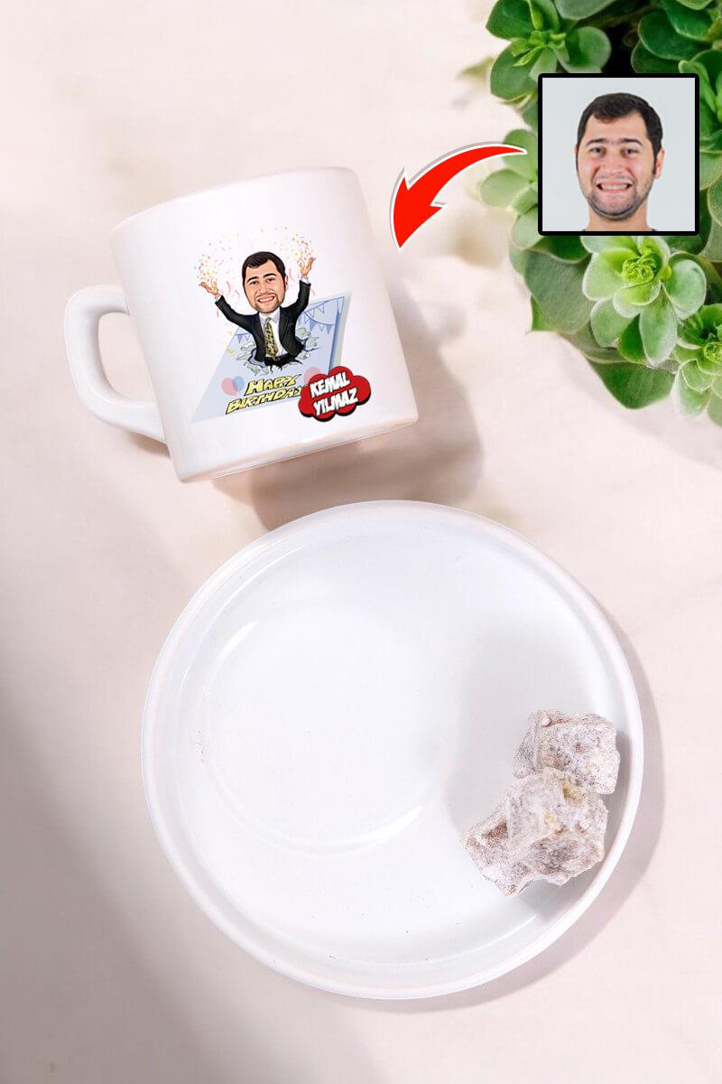 Arkadaşa Doğum Günü Hediyesi Karikatürlü Kahve Fincanı