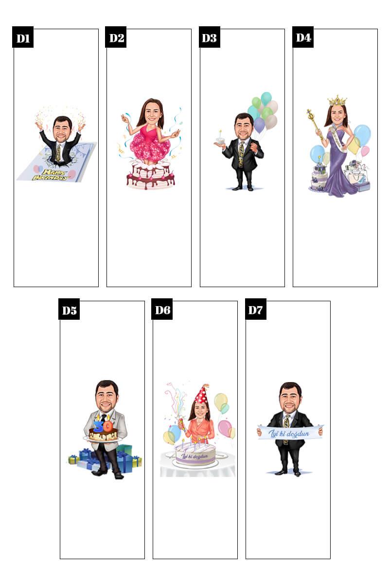 Arkadaşa Doğum Günü Hediyesi Karikatürlü Dikdörtgen Çerçeve