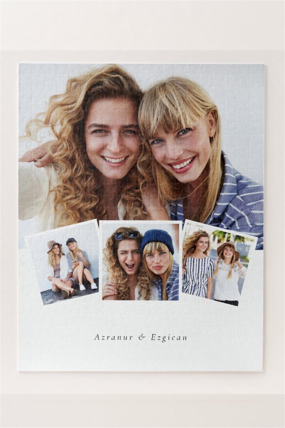 Arkadaşa Hediye Fotoğraflı ve İsim Yazılı Kolaj Puzzle