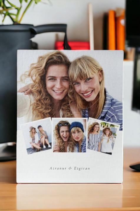 Arkadaşa Hediye Fotoğraflı ve İsim Yazılı Kolaj Puzzle